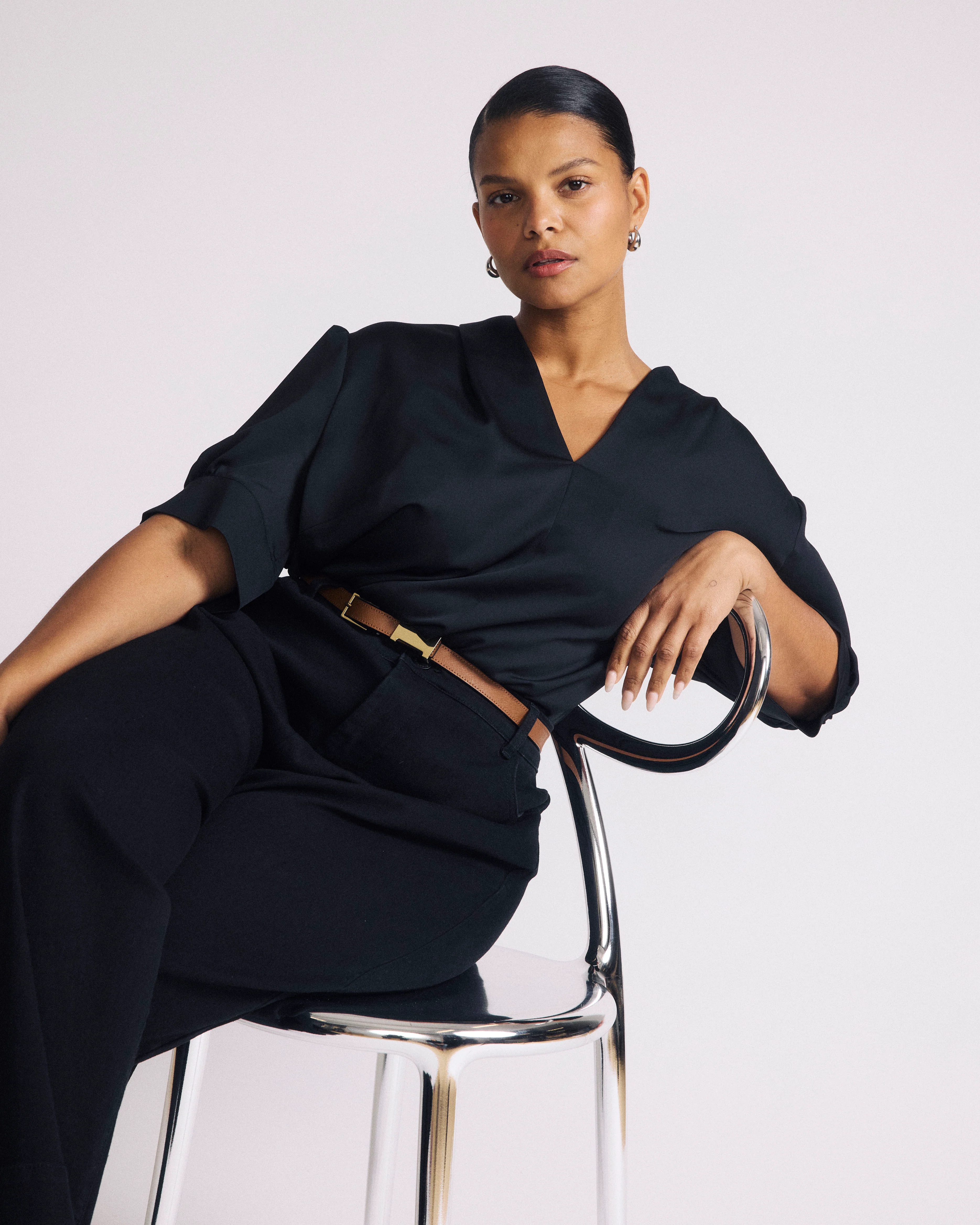 Beatrice Soft Satin Top - Black