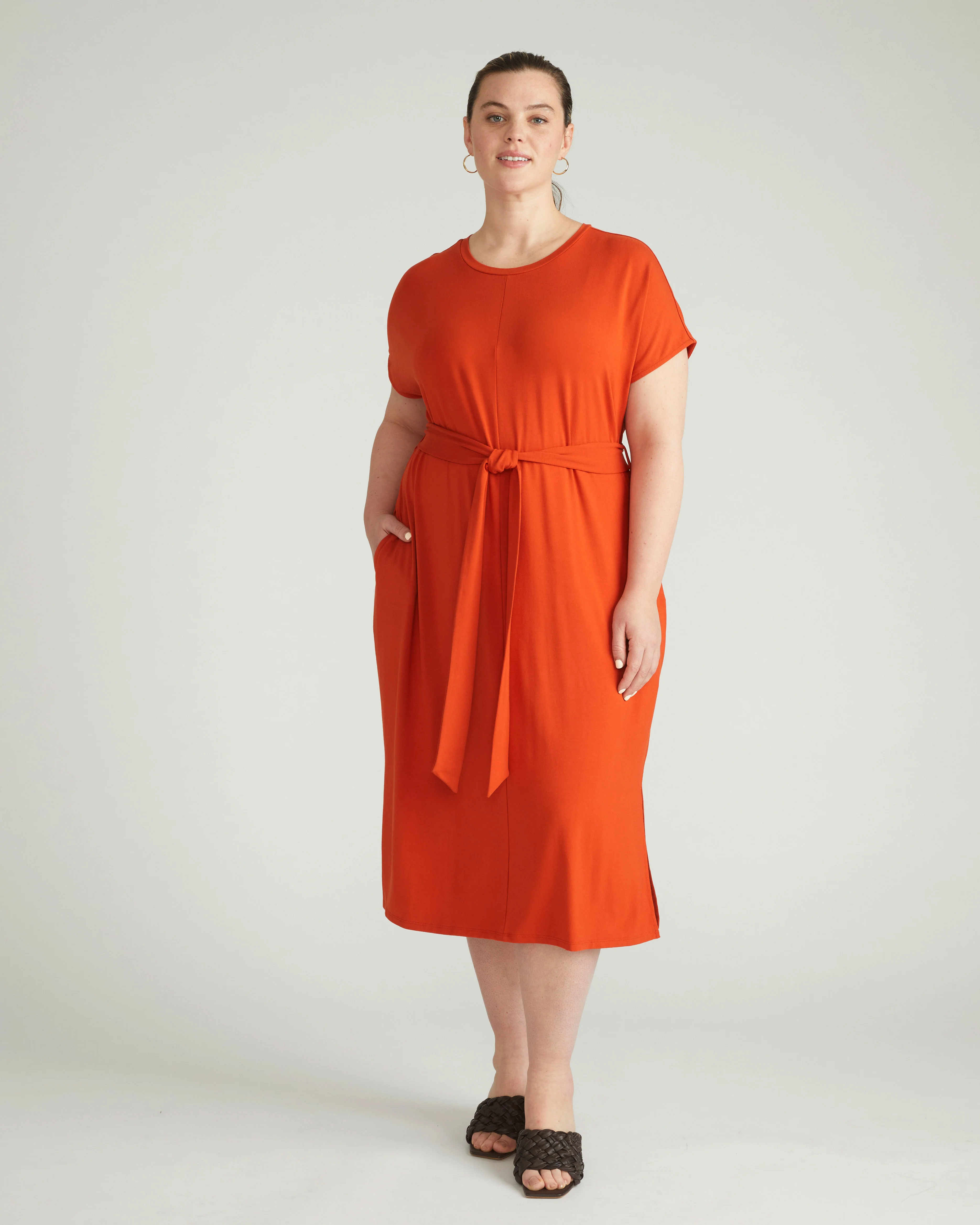 Belted Divine Jersey Dress - Warm Russet - Image 3