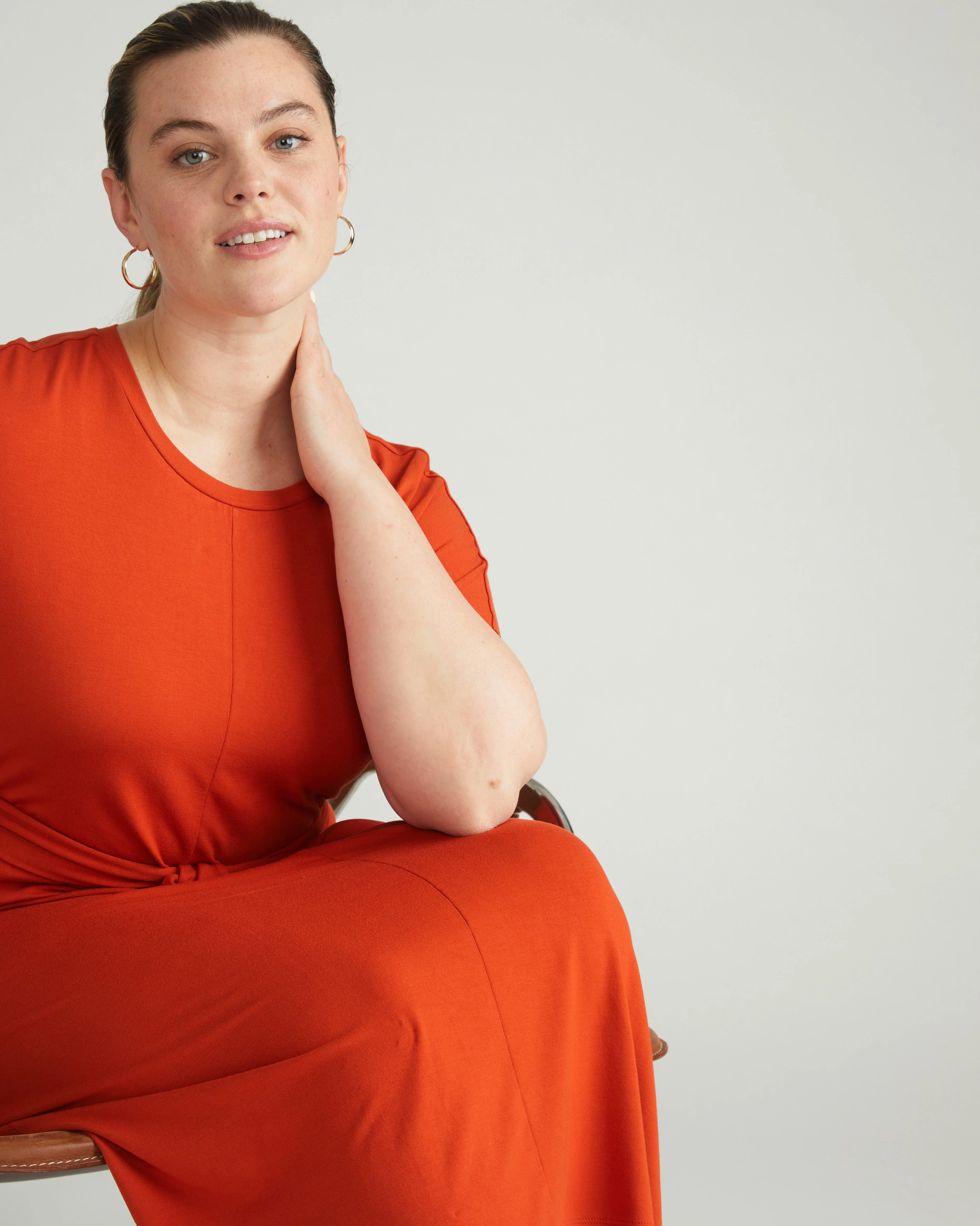 Belted Divine Jersey Dress - Warm Russet - Image 4