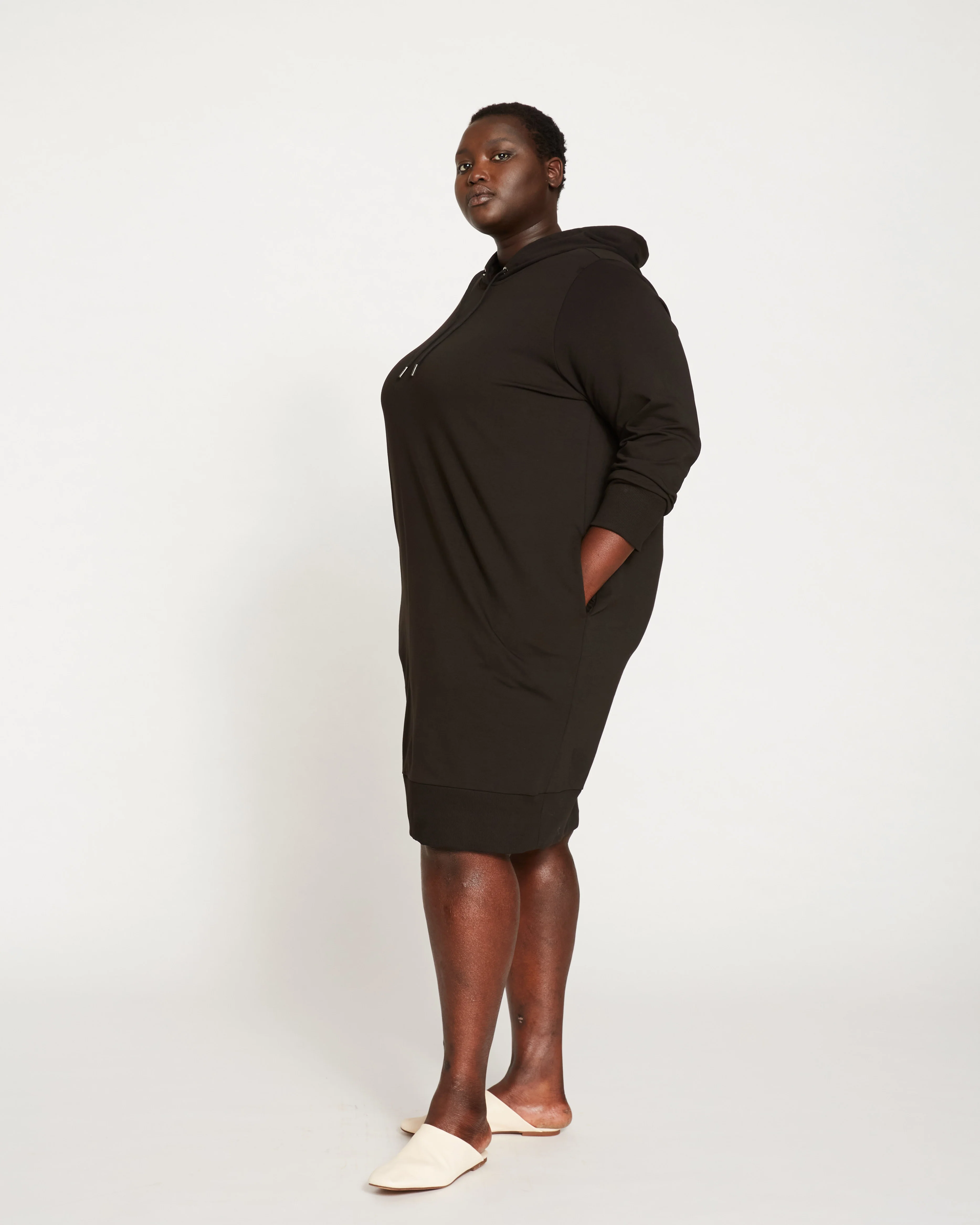 Bree Hooded Sweatshirt Dress - Black - Image 4