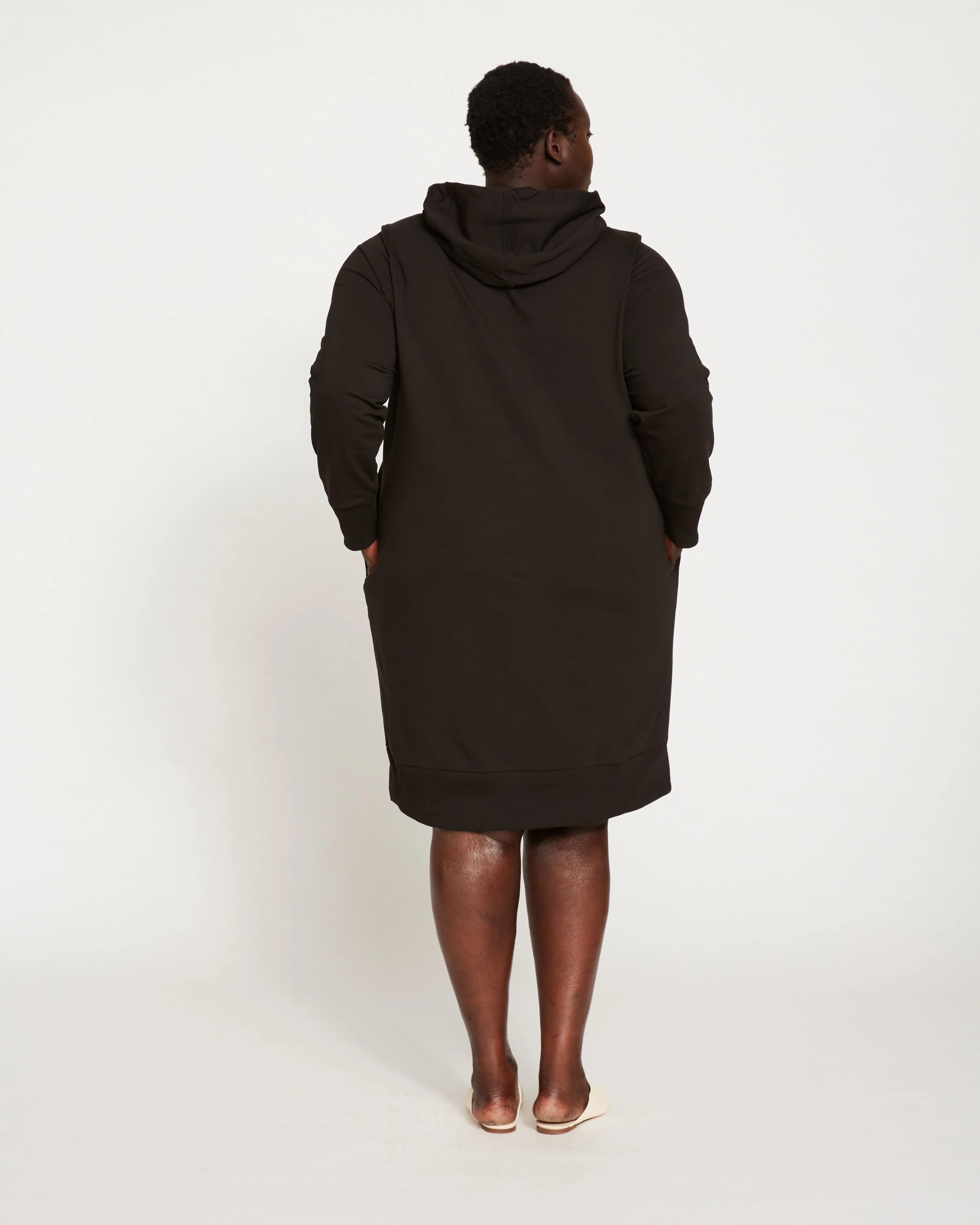 Bree Hooded Sweatshirt Dress - Black - Image 5