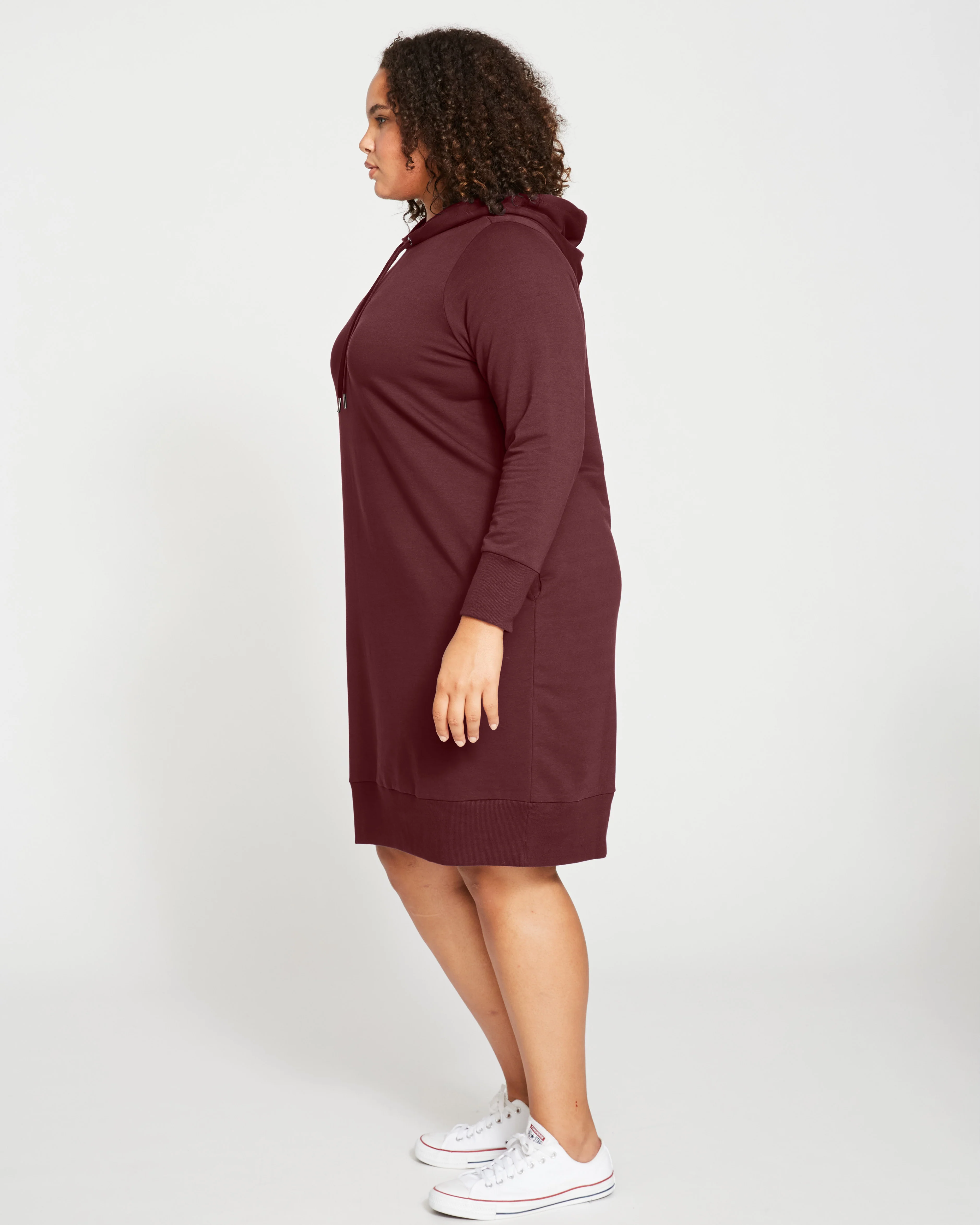Bree Hooded Sweatshirt Dress - Black Cherry - Image 3