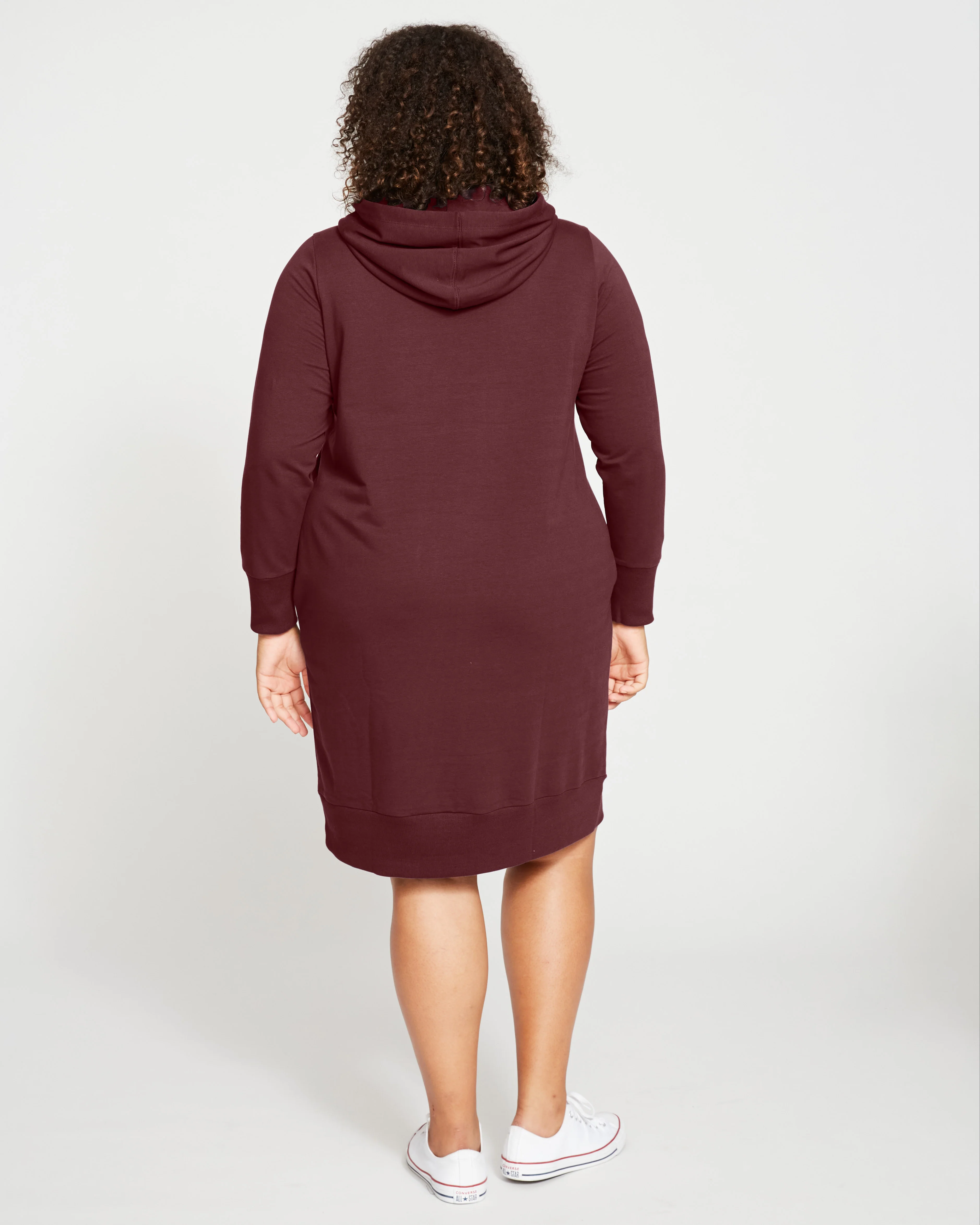 Bree Hooded Sweatshirt Dress - Black Cherry - Image 4