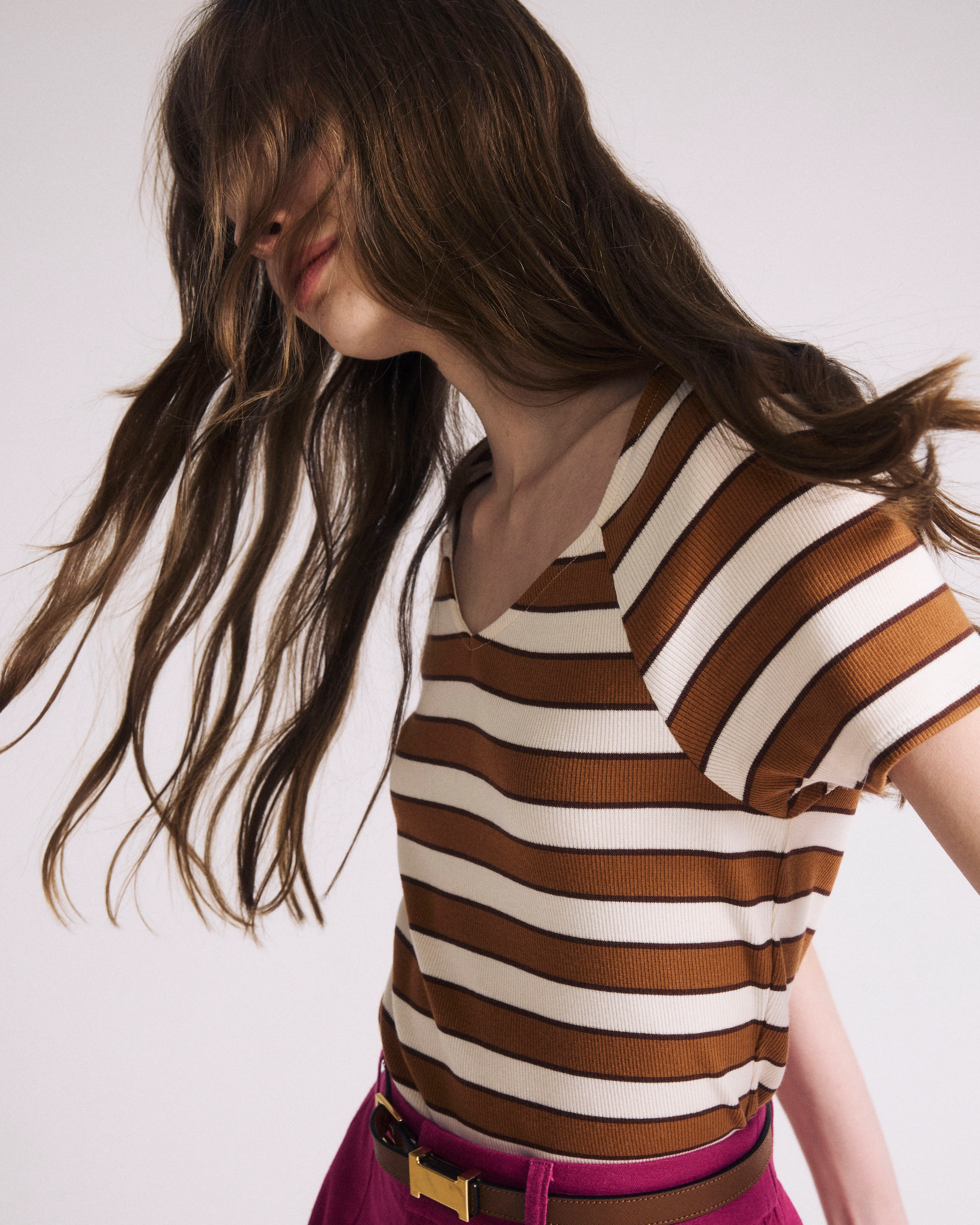 Carey Ribbed Top - Baker Street Stripe
