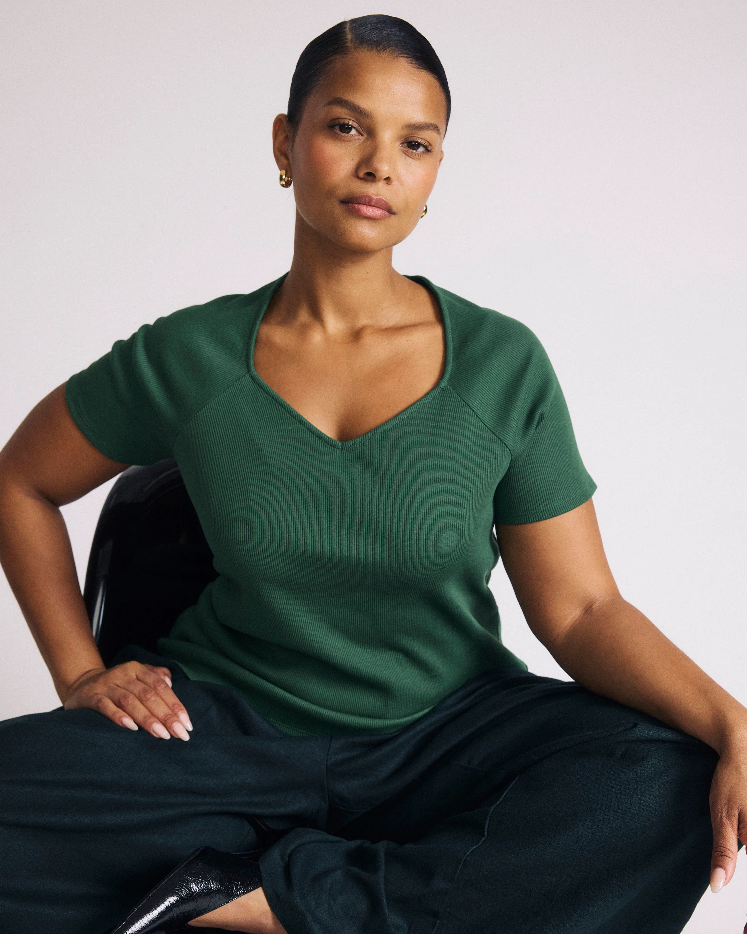 Carey Ribbed Top - Green Park - Image 3