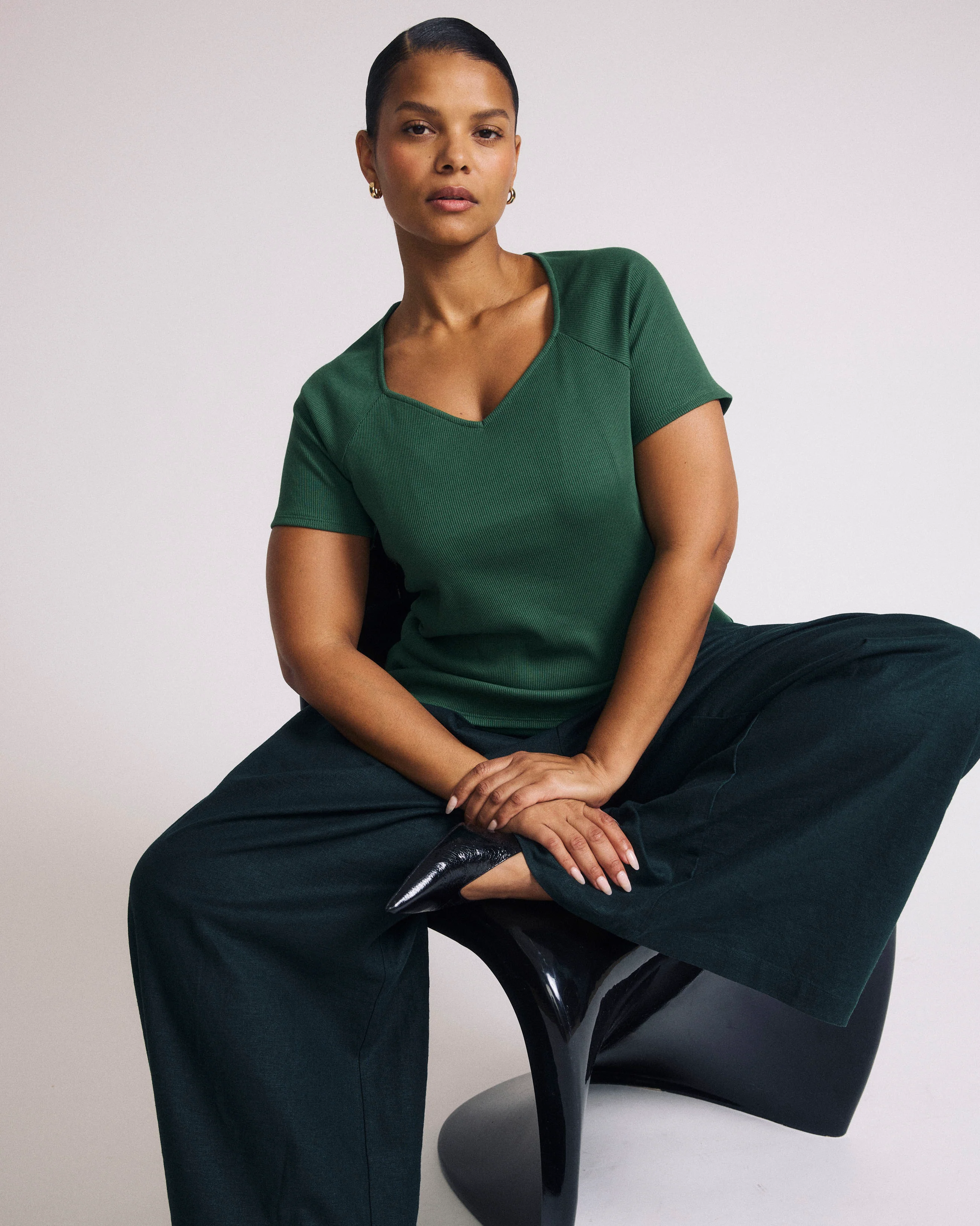 Carey Ribbed Top - Green Park - Image 4