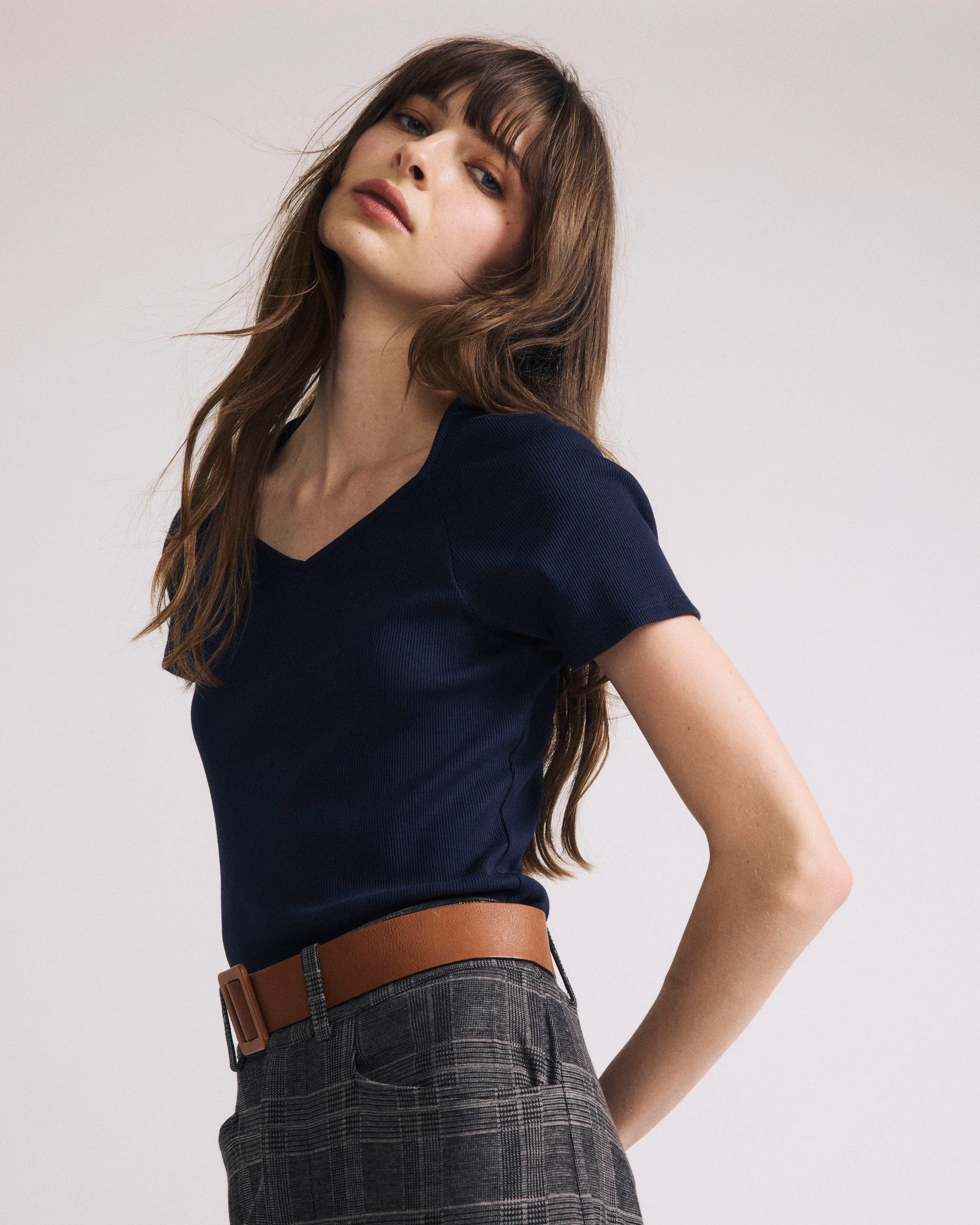 Carey Ribbed Top - Navy - Image 2