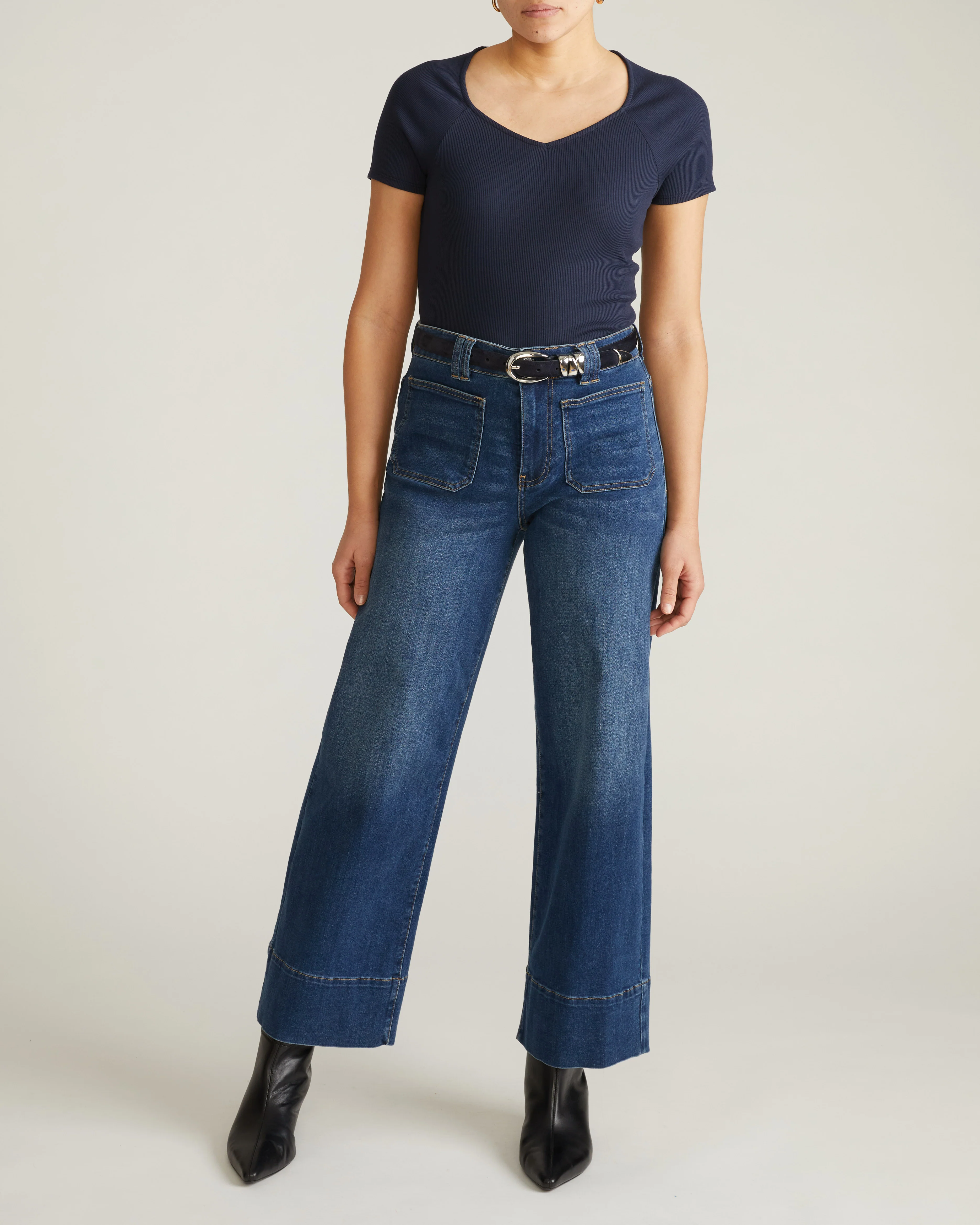 Carey Ribbed Top - Navy - Image 3