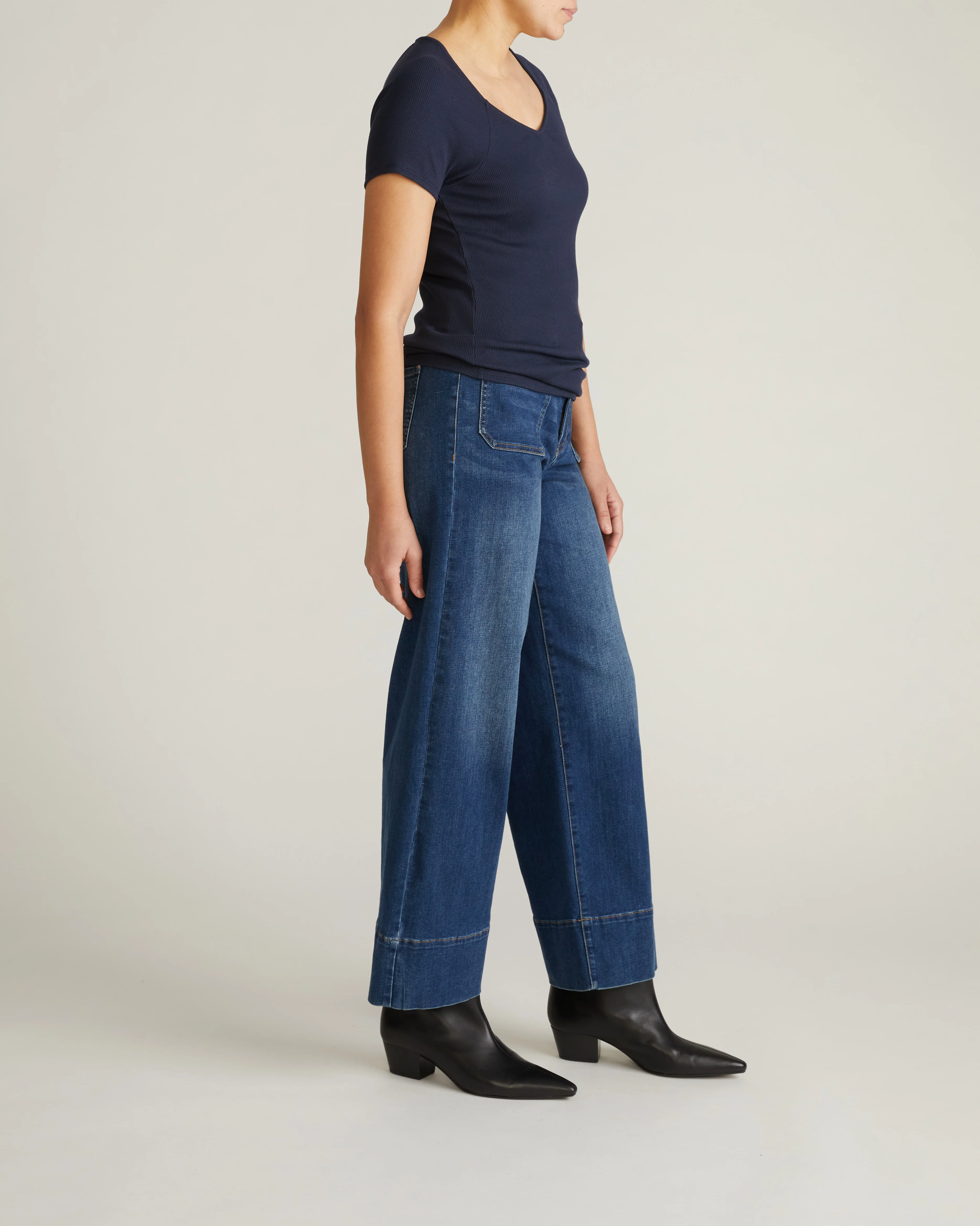 Carey Ribbed Top - Navy - Image 4