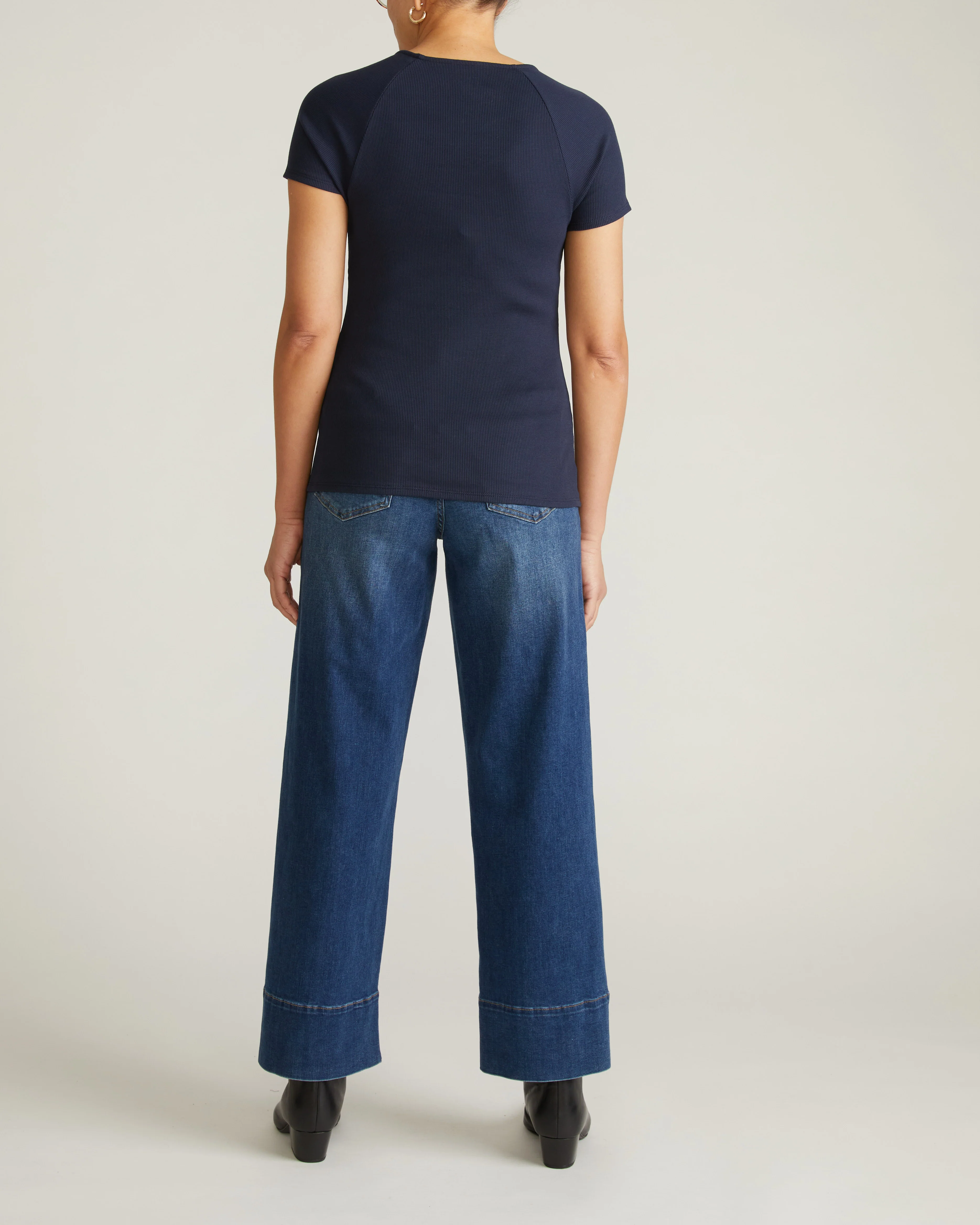 Carey Ribbed Top - Navy - Image 5