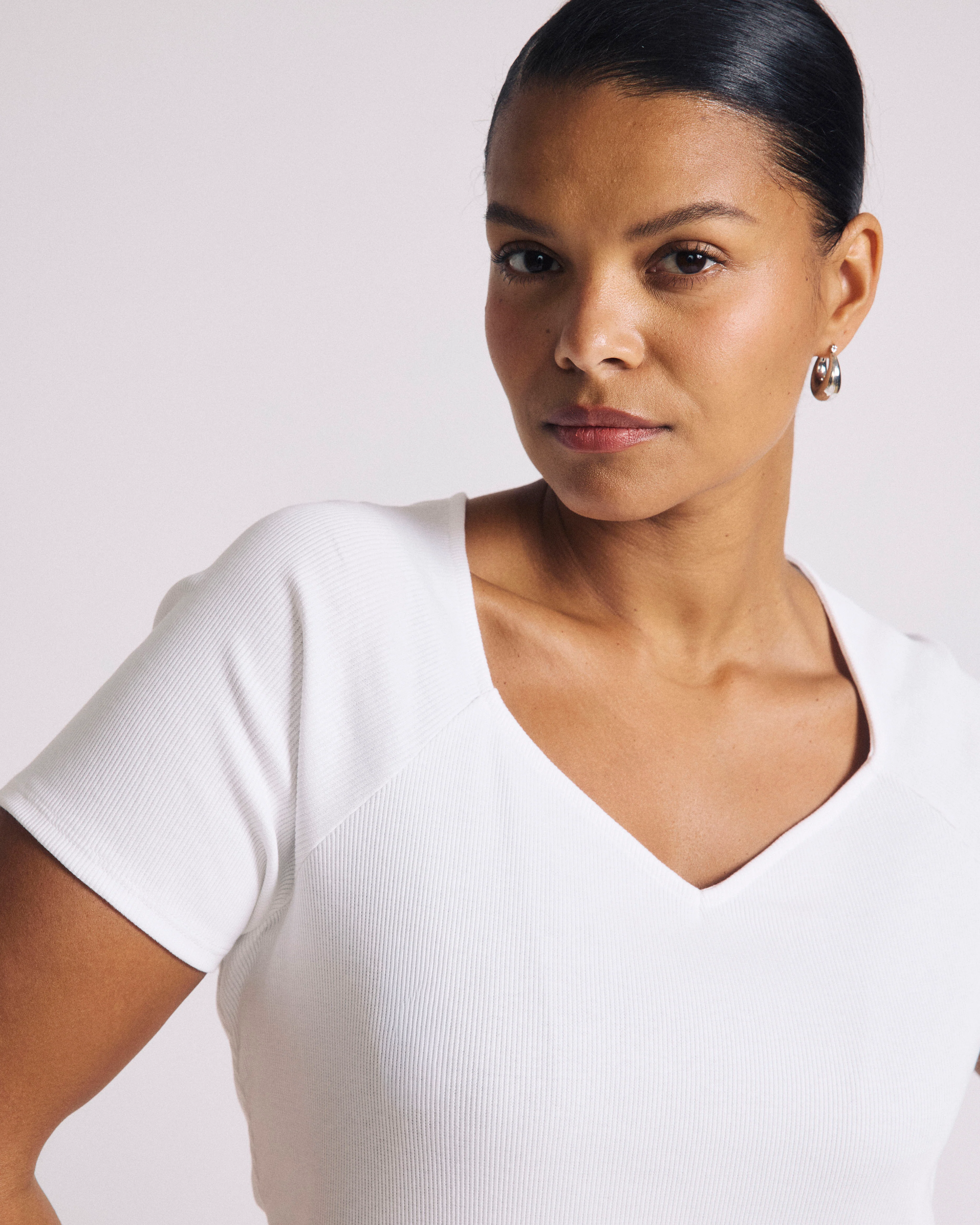 Carey Ribbed Top - White