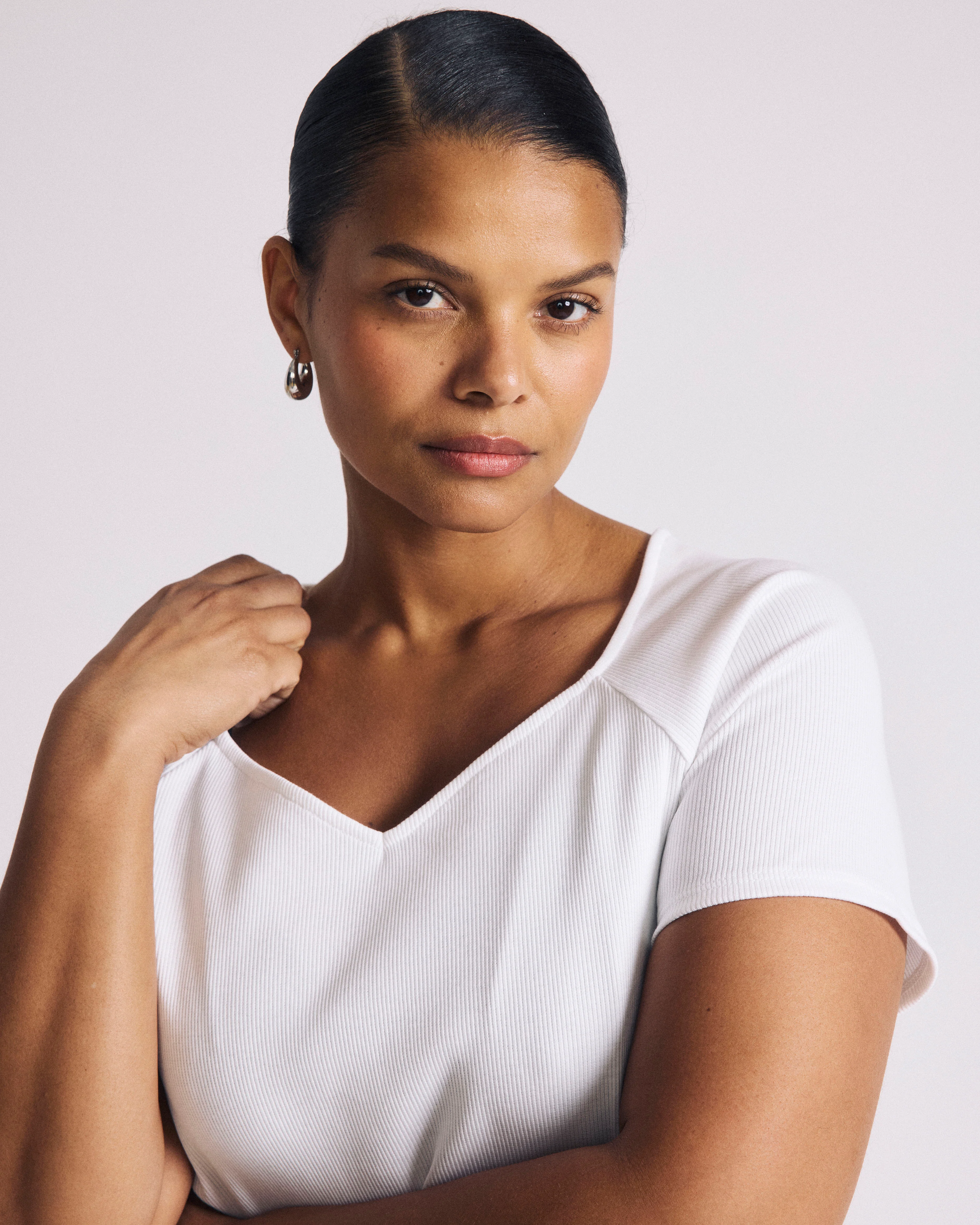 Carey Ribbed Top - White - Image 3