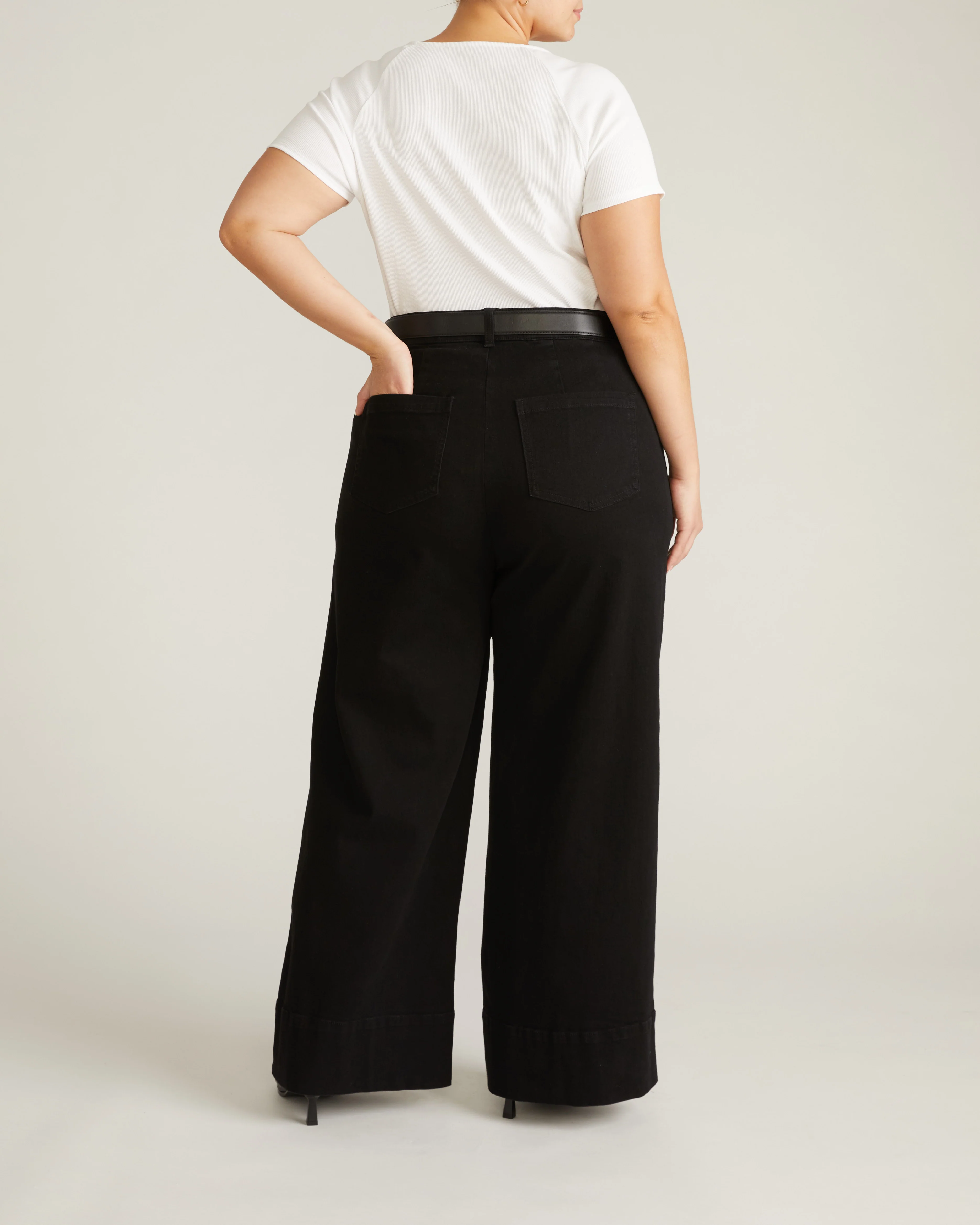 Carrie High Rise Wide Leg Jeans - Jet Black - Image 6