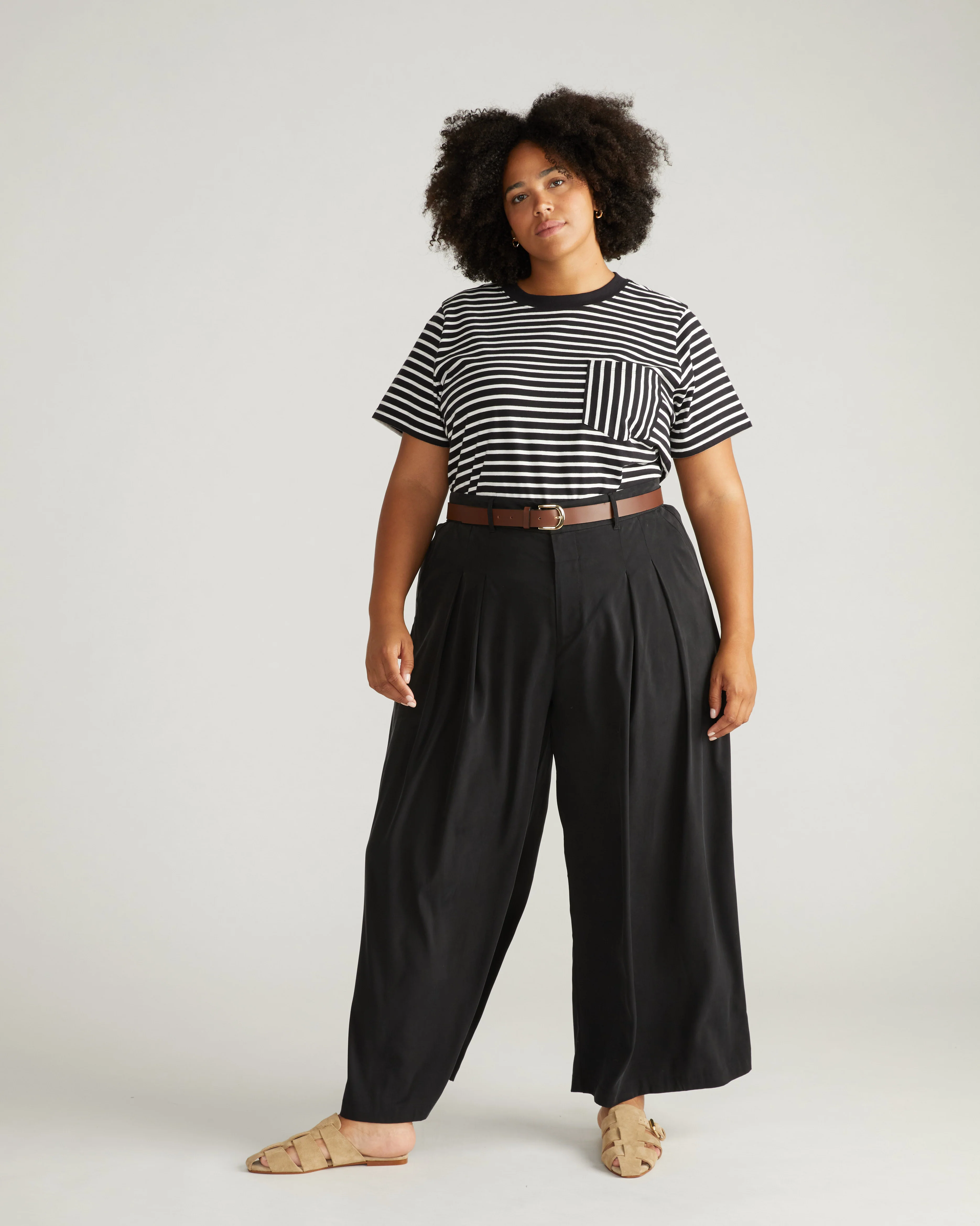 Cooling Cupro Wide Leg Pant - Black - Image 3