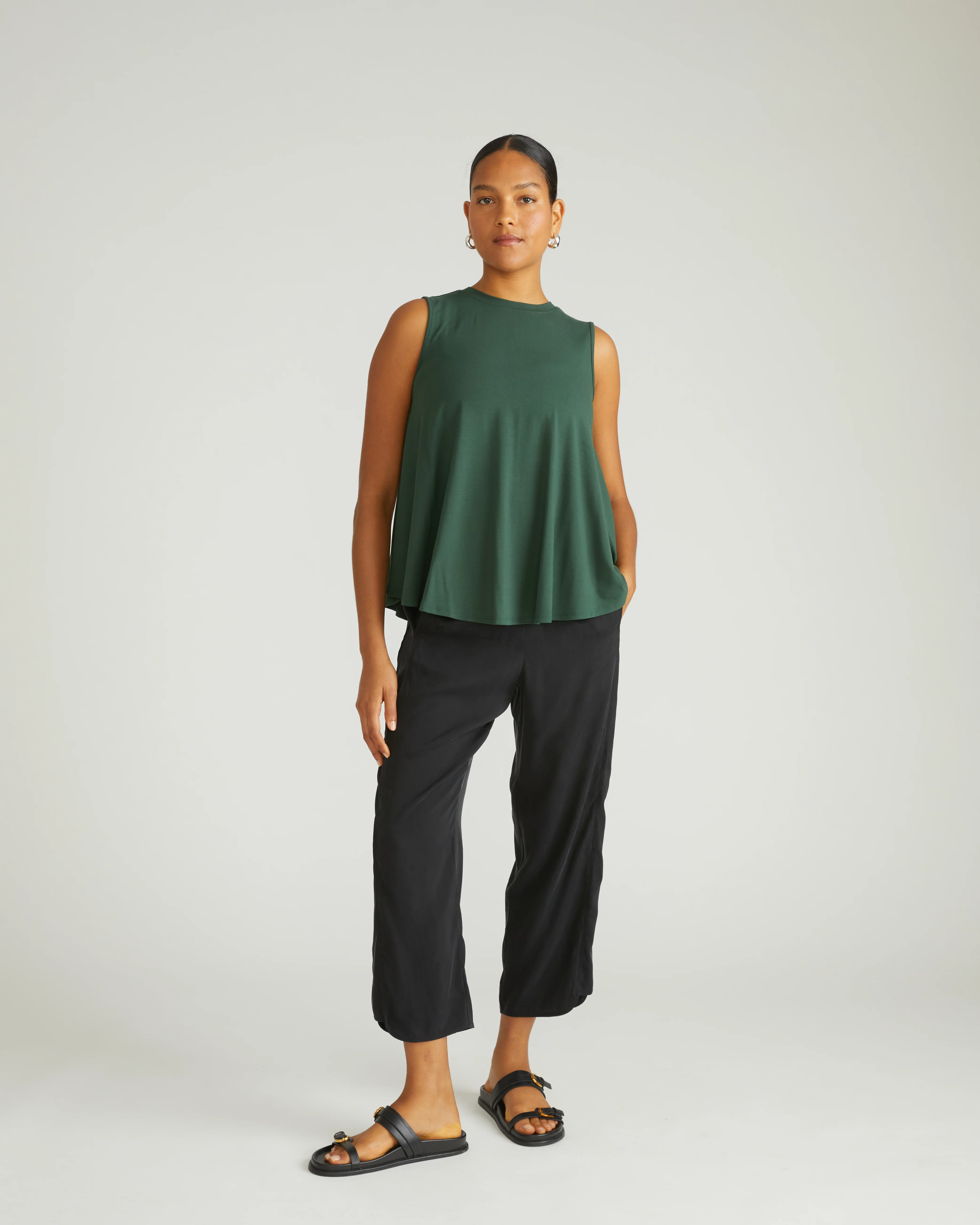 Cooling Stretch Cupro Pants - Black - Image 2