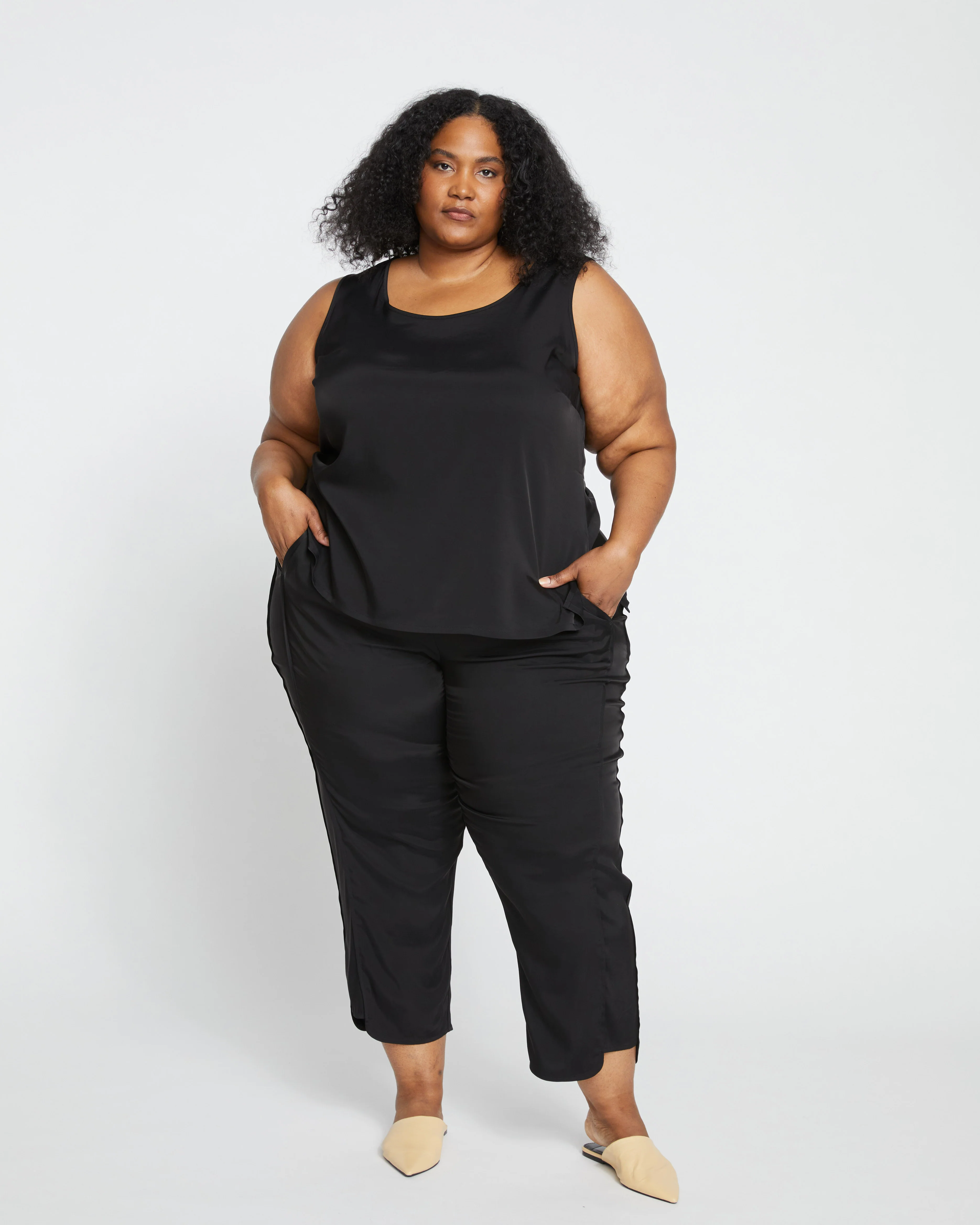 Cooling Stretch Cupro Pants - Black - Image 3
