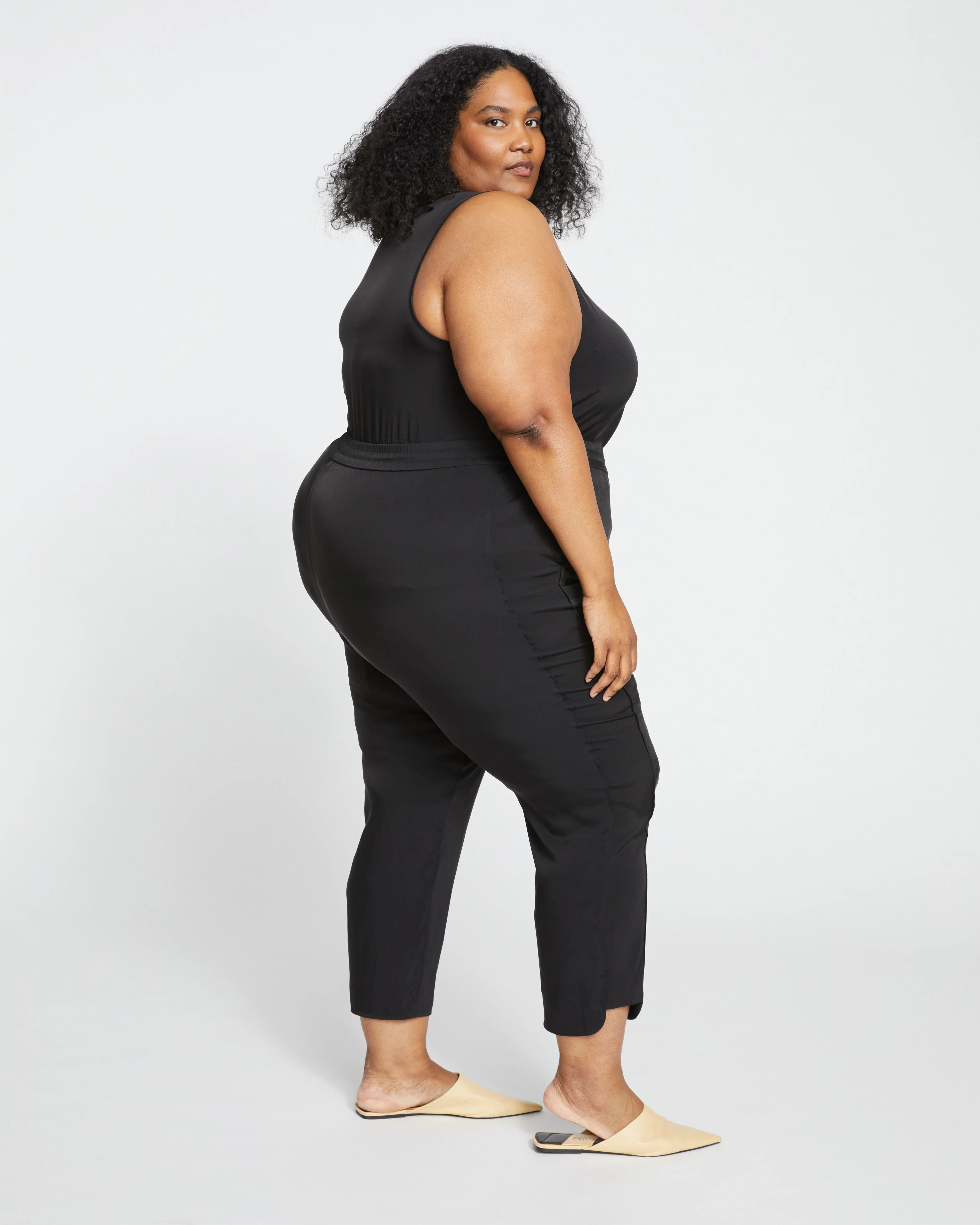 Cooling Stretch Cupro Pants - Black - Image 4