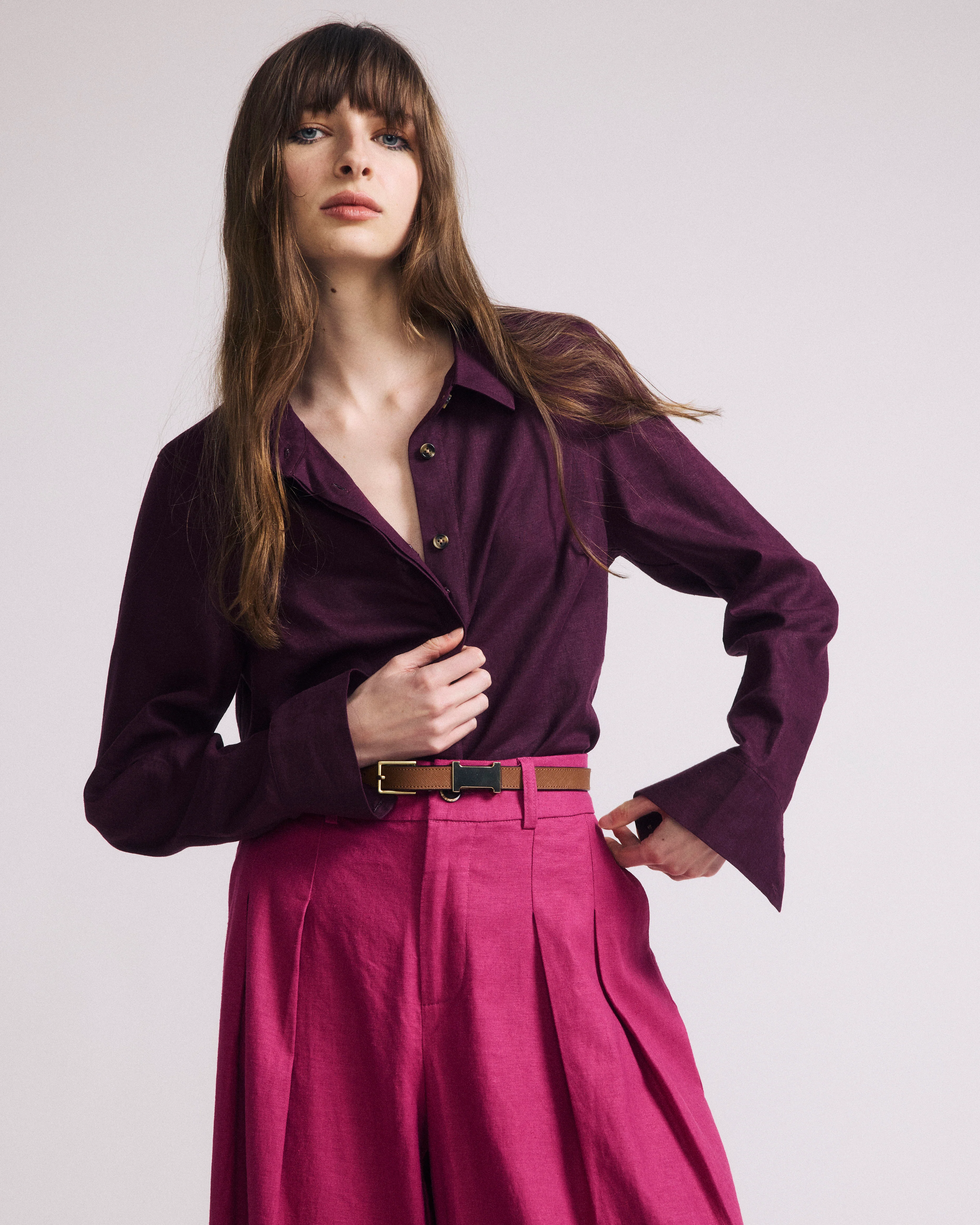 Elbe Stretch Linen Shirt - Acai
