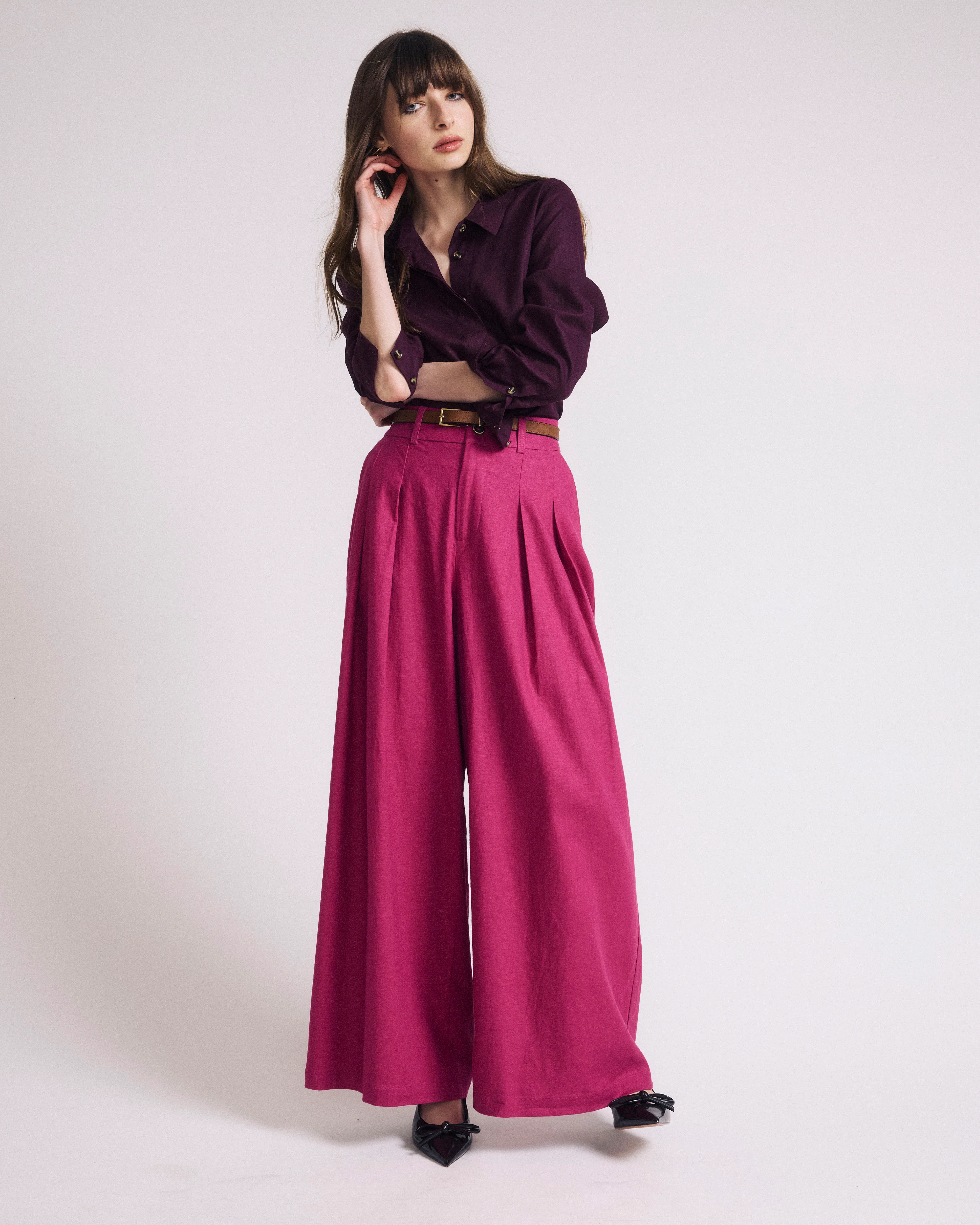Elbe Stretch Linen Shirt - Acai - Image 2