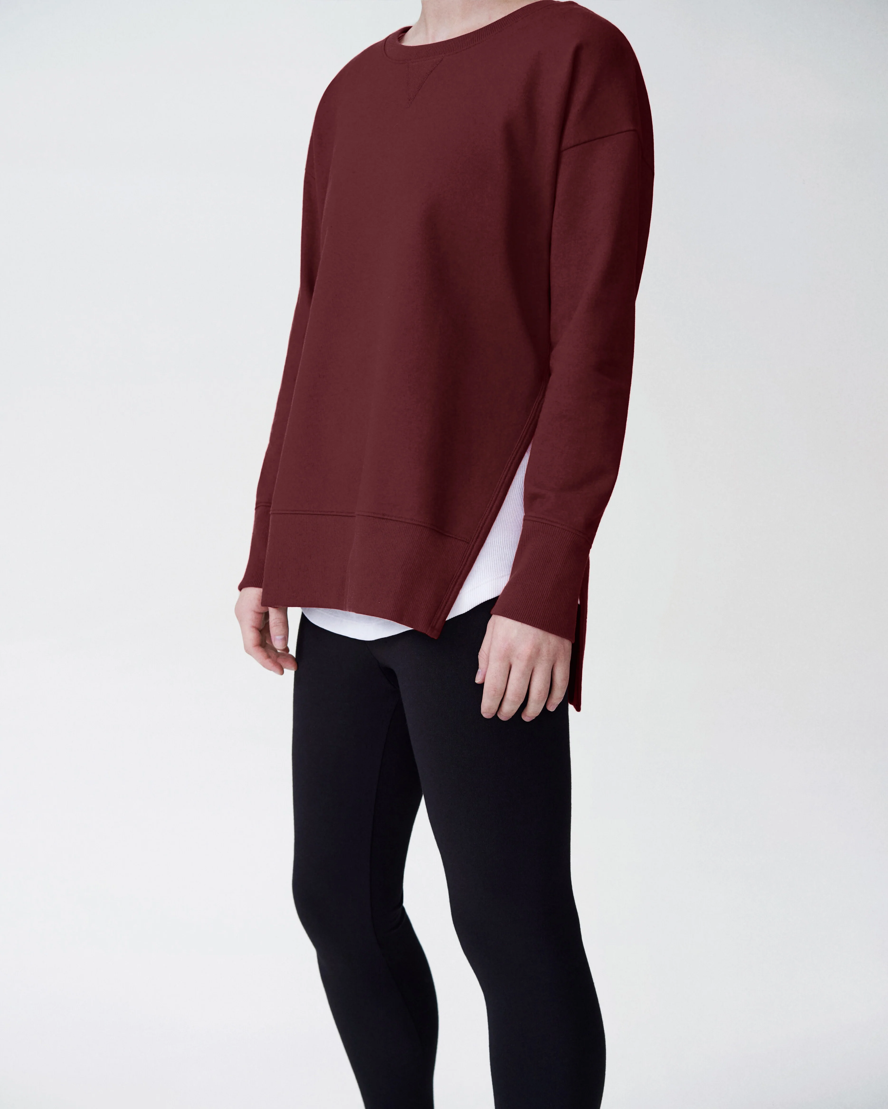 Fiona Side Slit Sweatshirt - Black Cherry - Image 3