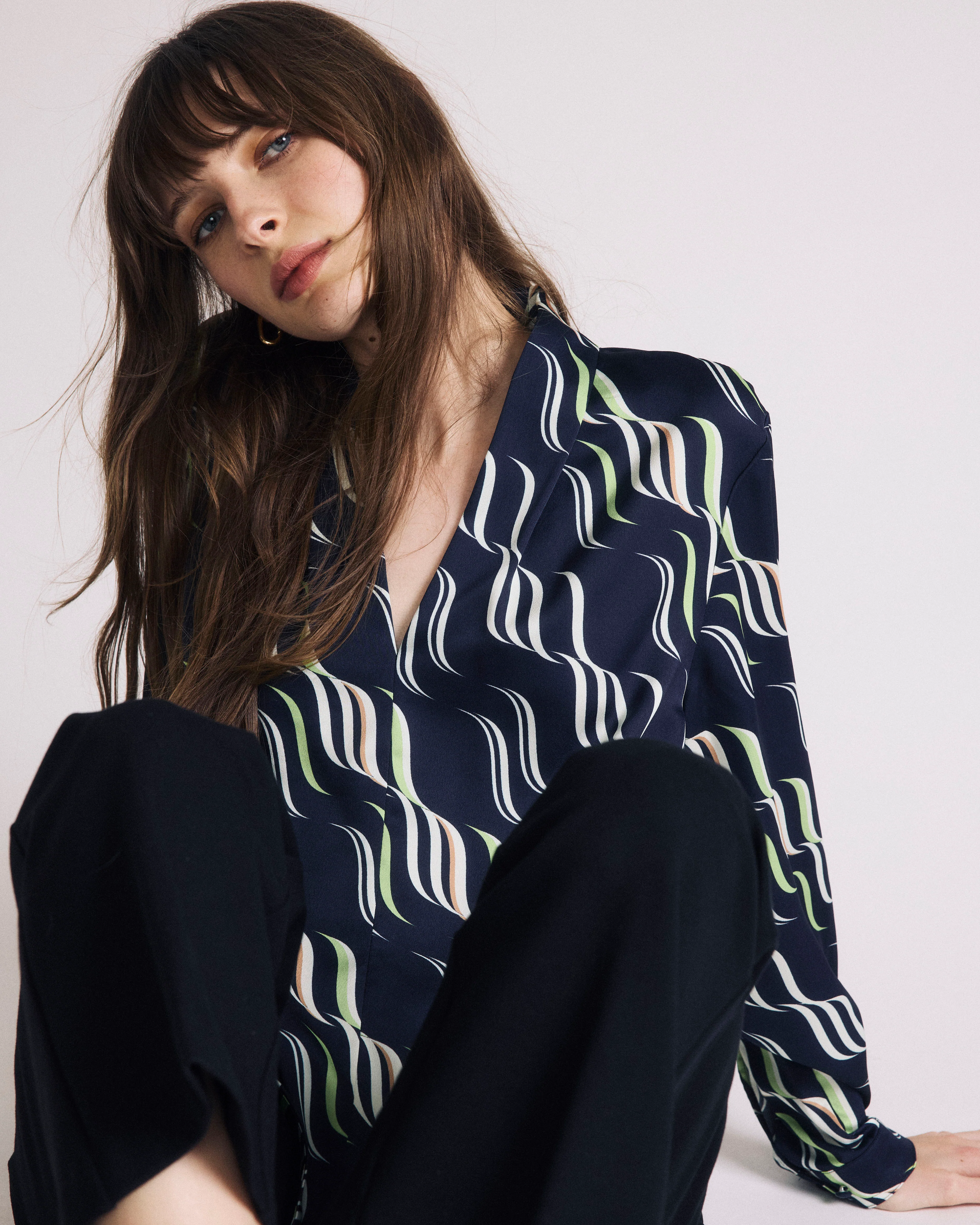 Georgette Satin Cambria Blouse - Paddington Ribbon Print - Image 2