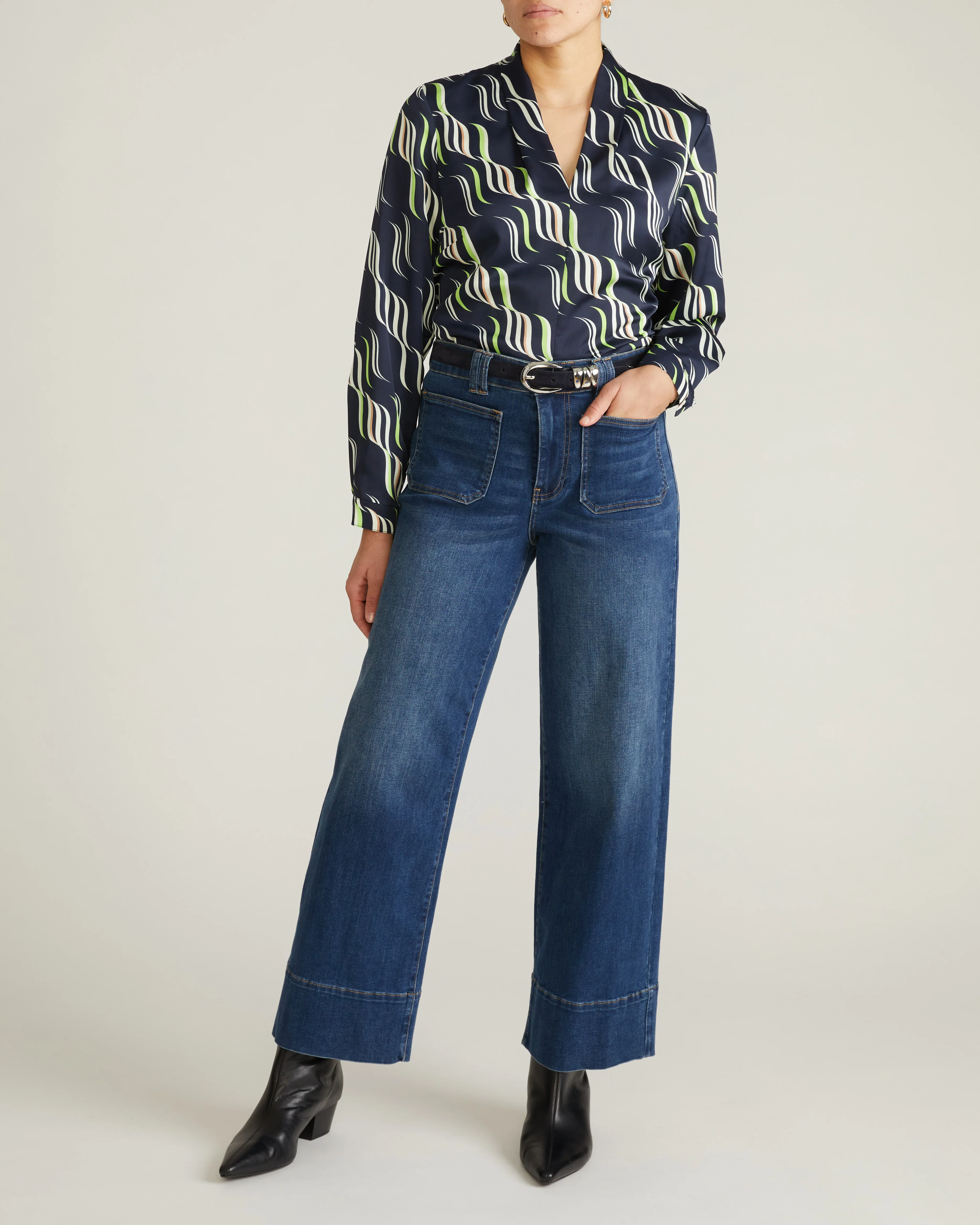 Georgette Satin Cambria Blouse - Paddington Ribbon Print - Image 4