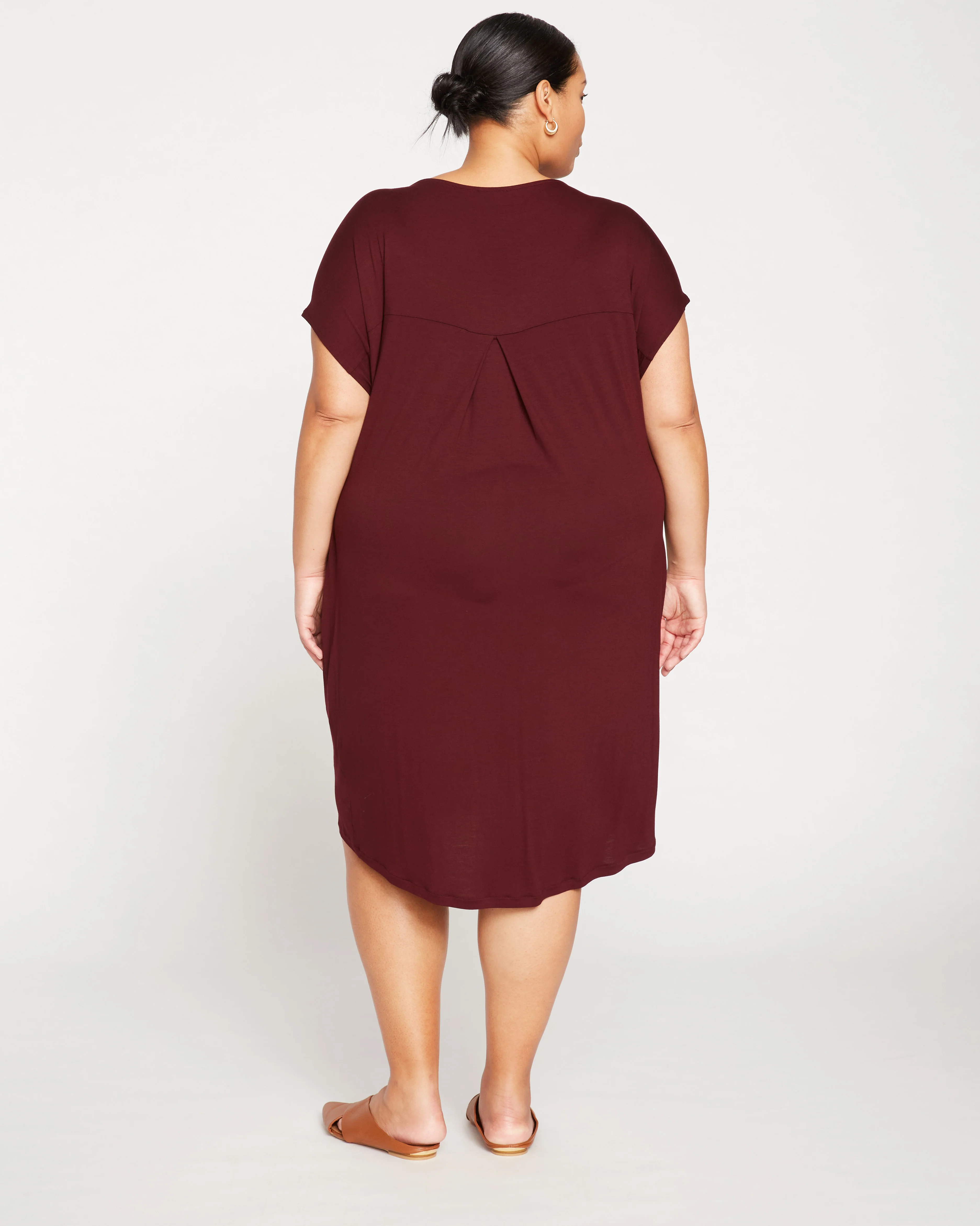 Helen Liquid Jersey Shift Dress - Black Cherry - Image 4