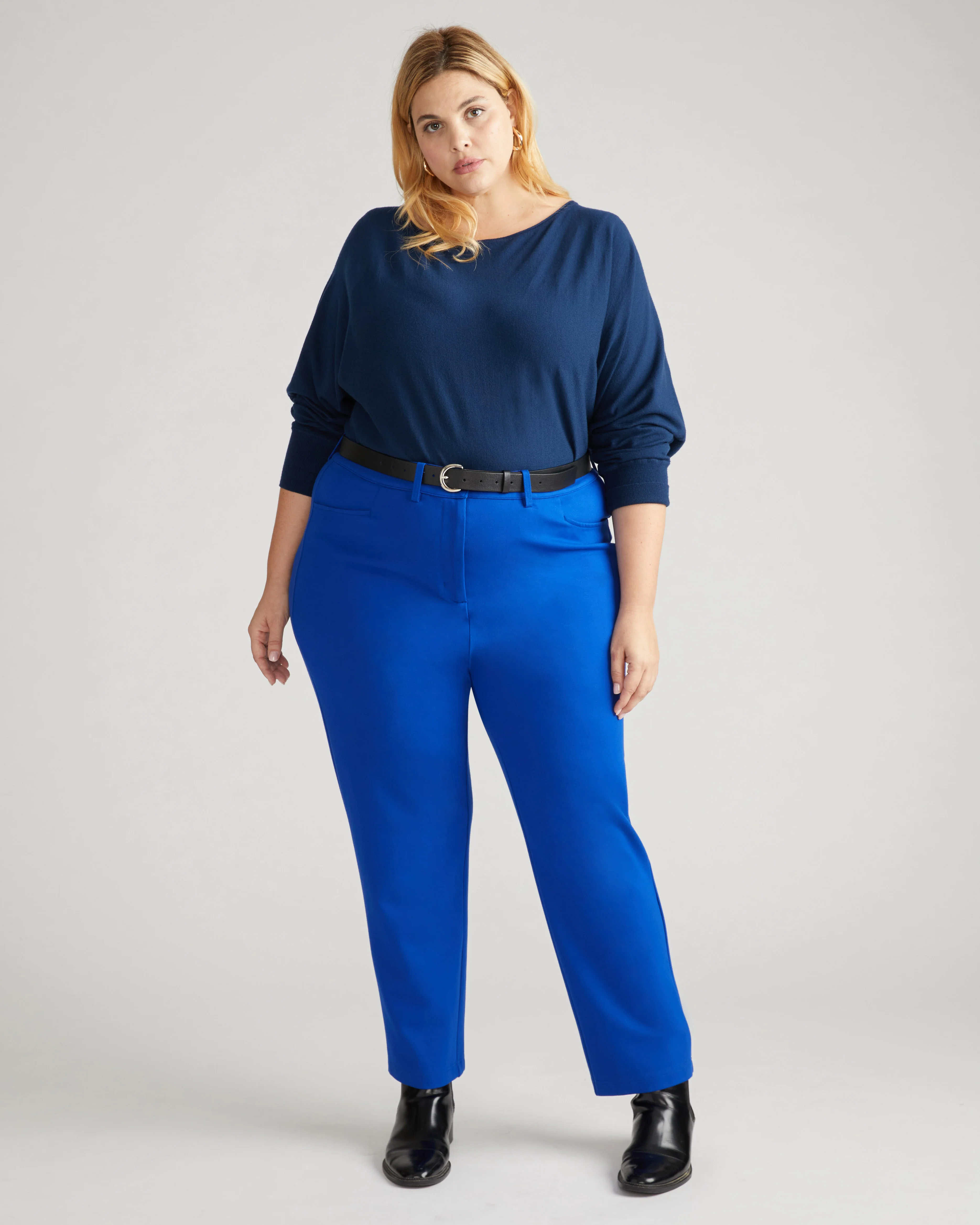 Long Cigarette Ponte Pants - Tanzanite - Image 2