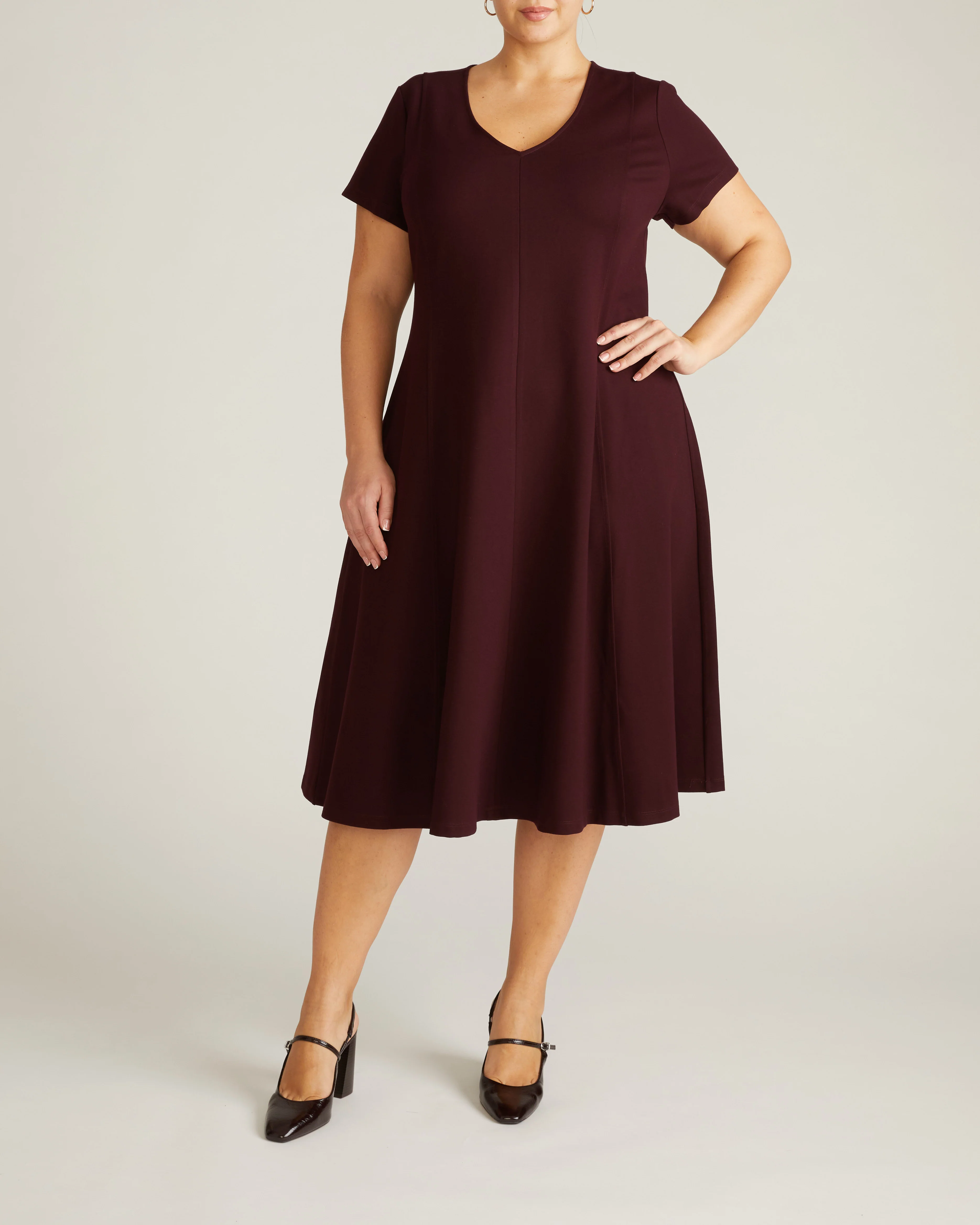 Lucinda Ponte Dress - Black Cherry - Image 4