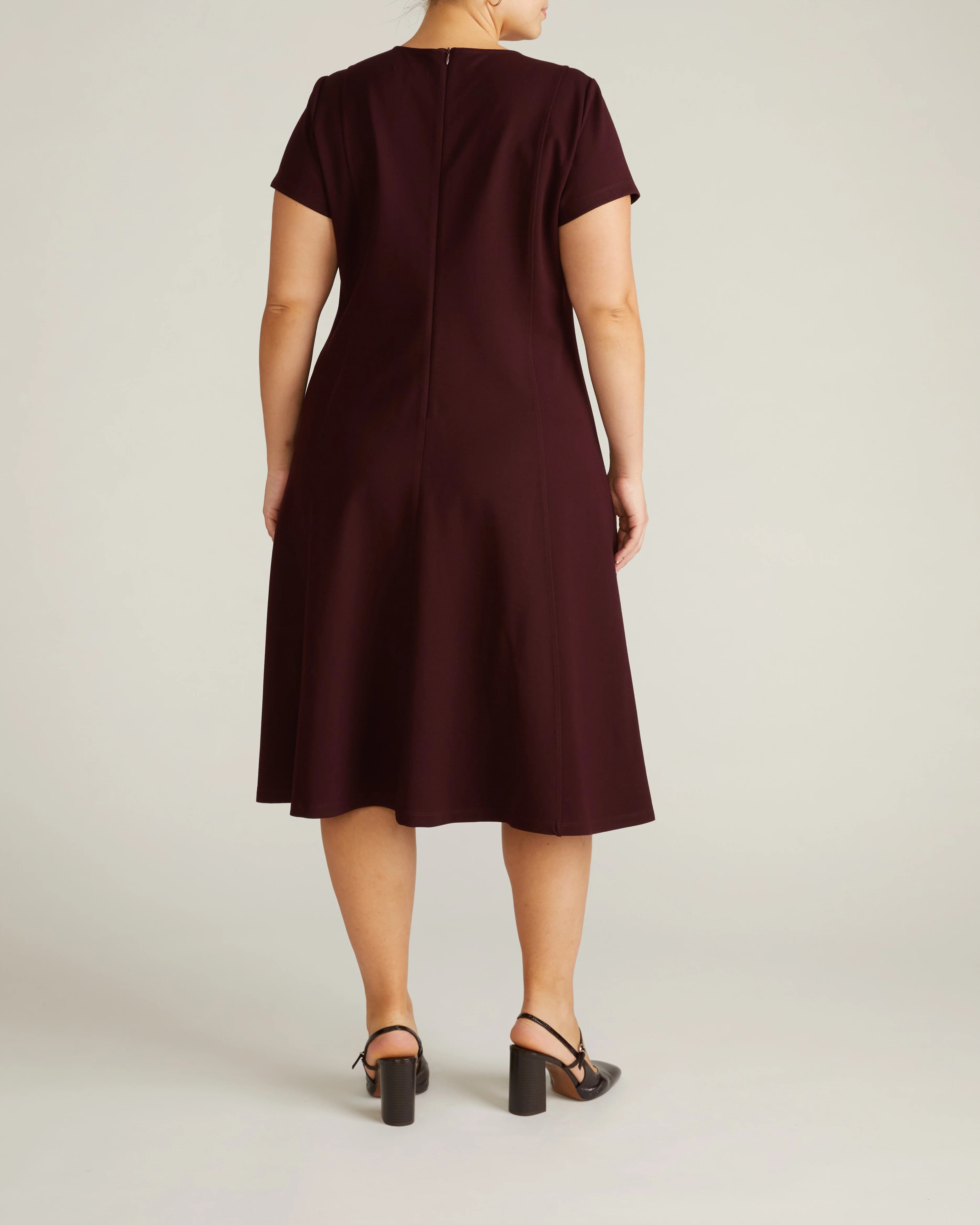 Lucinda Ponte Dress - Black Cherry - Image 5