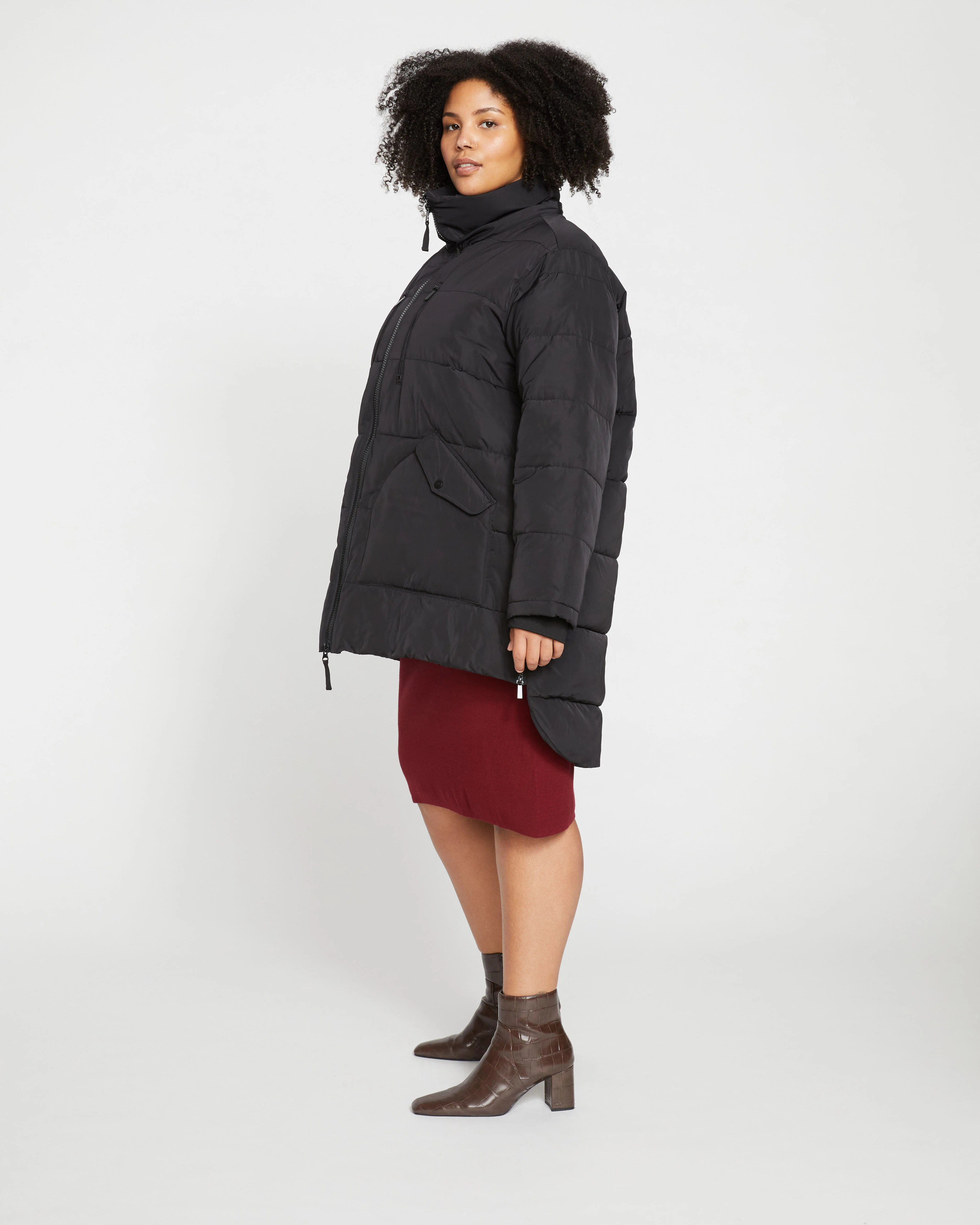Matterhorn Mid Hooded Puffer - Black - Image 3