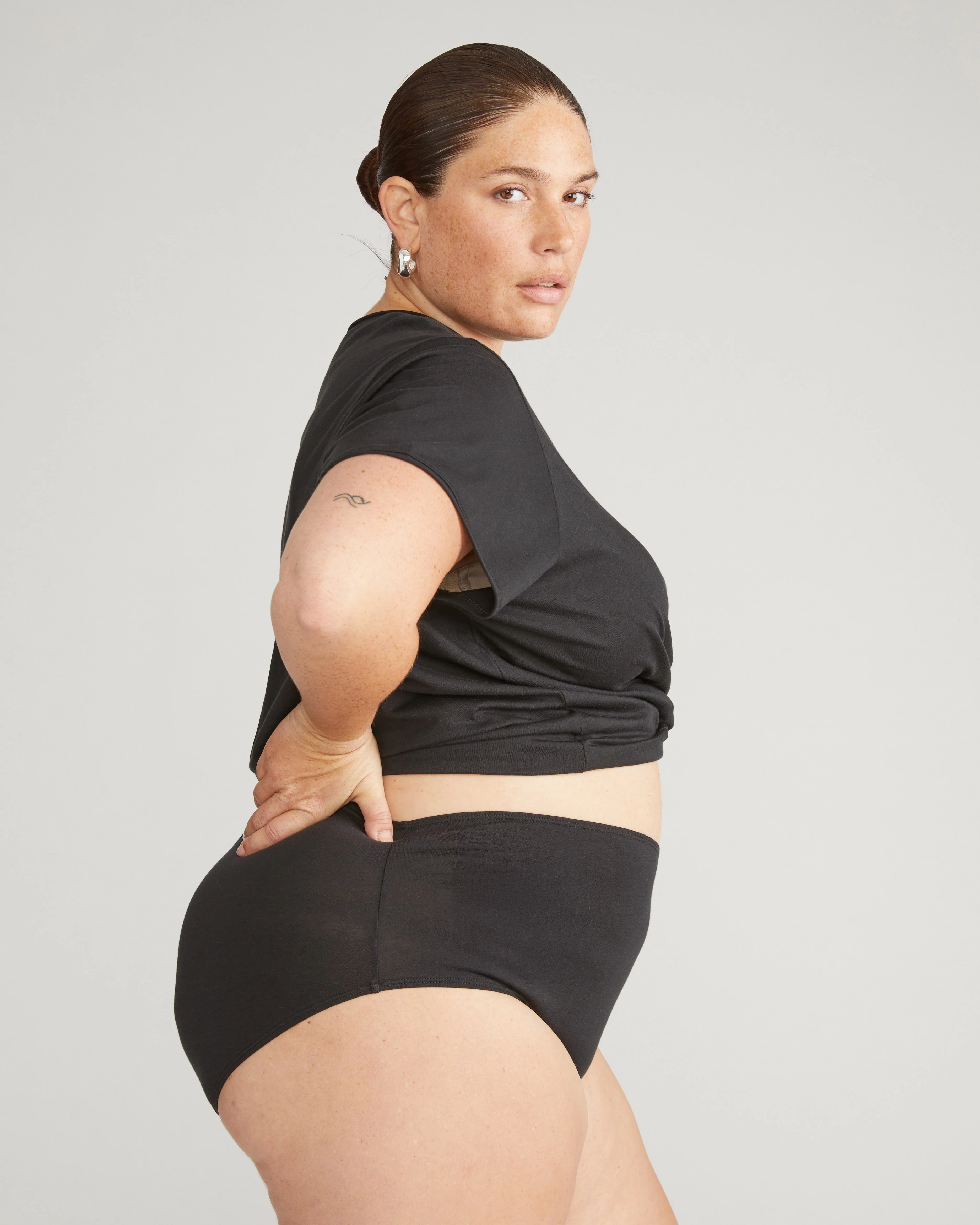 Pima Cotton Full Coverage Briefs - Black - Image 3