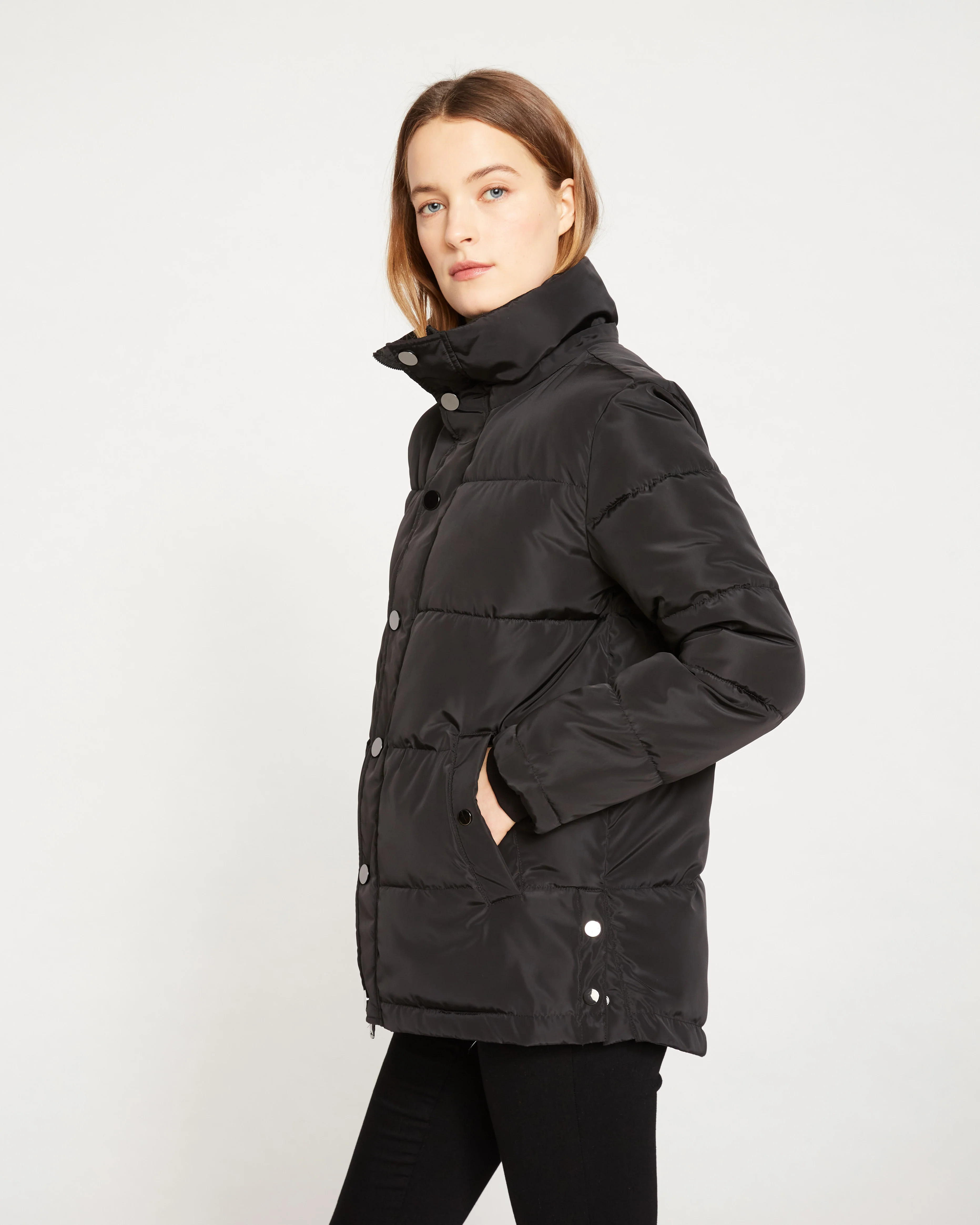 Rainier Short Hooded Puffer - Black - Image 3