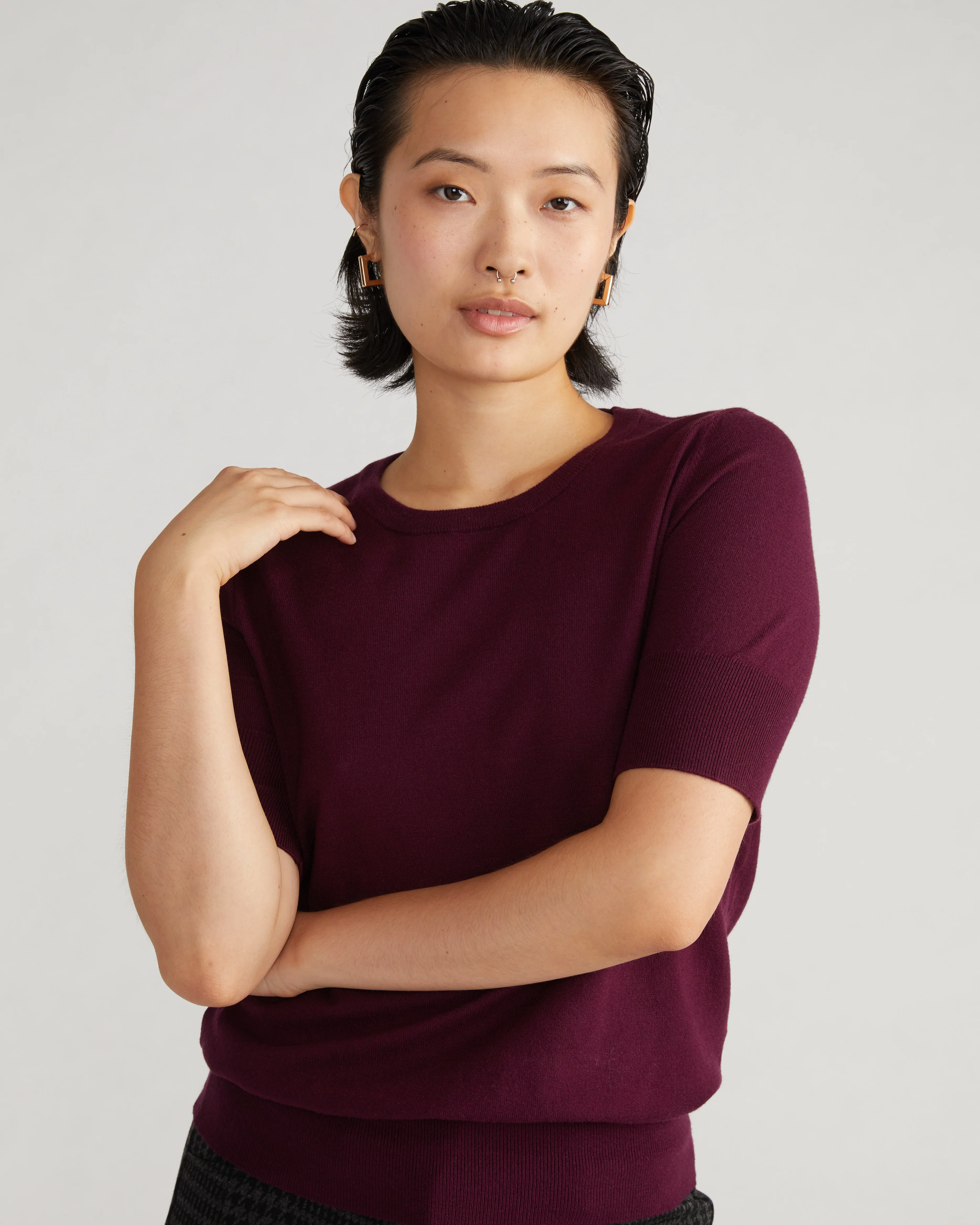 Savvy Fine Knit Sweater Top - Black Cherry - Image 3