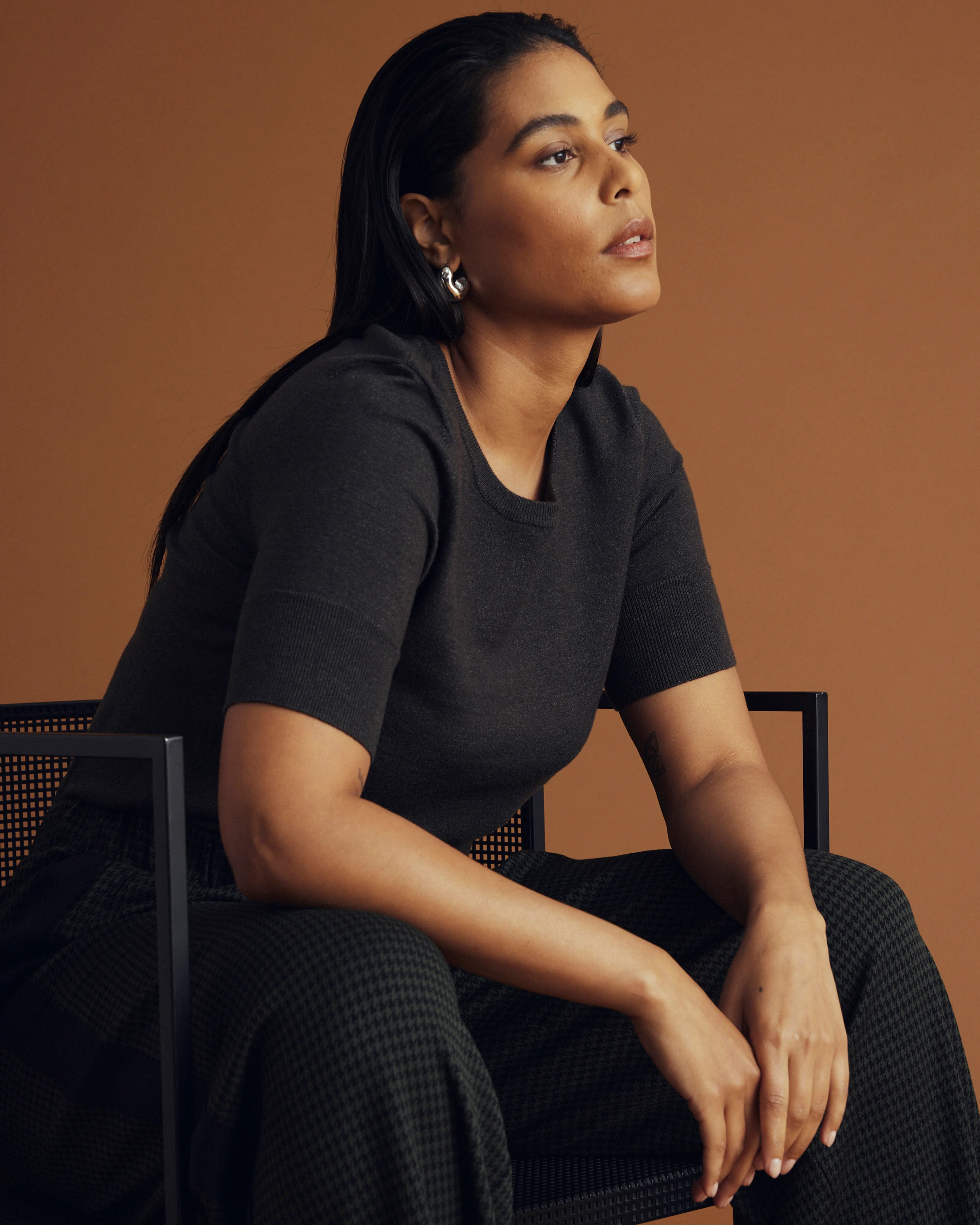 Savvy Fine Knit Sweater Top - Graphite - Image 2