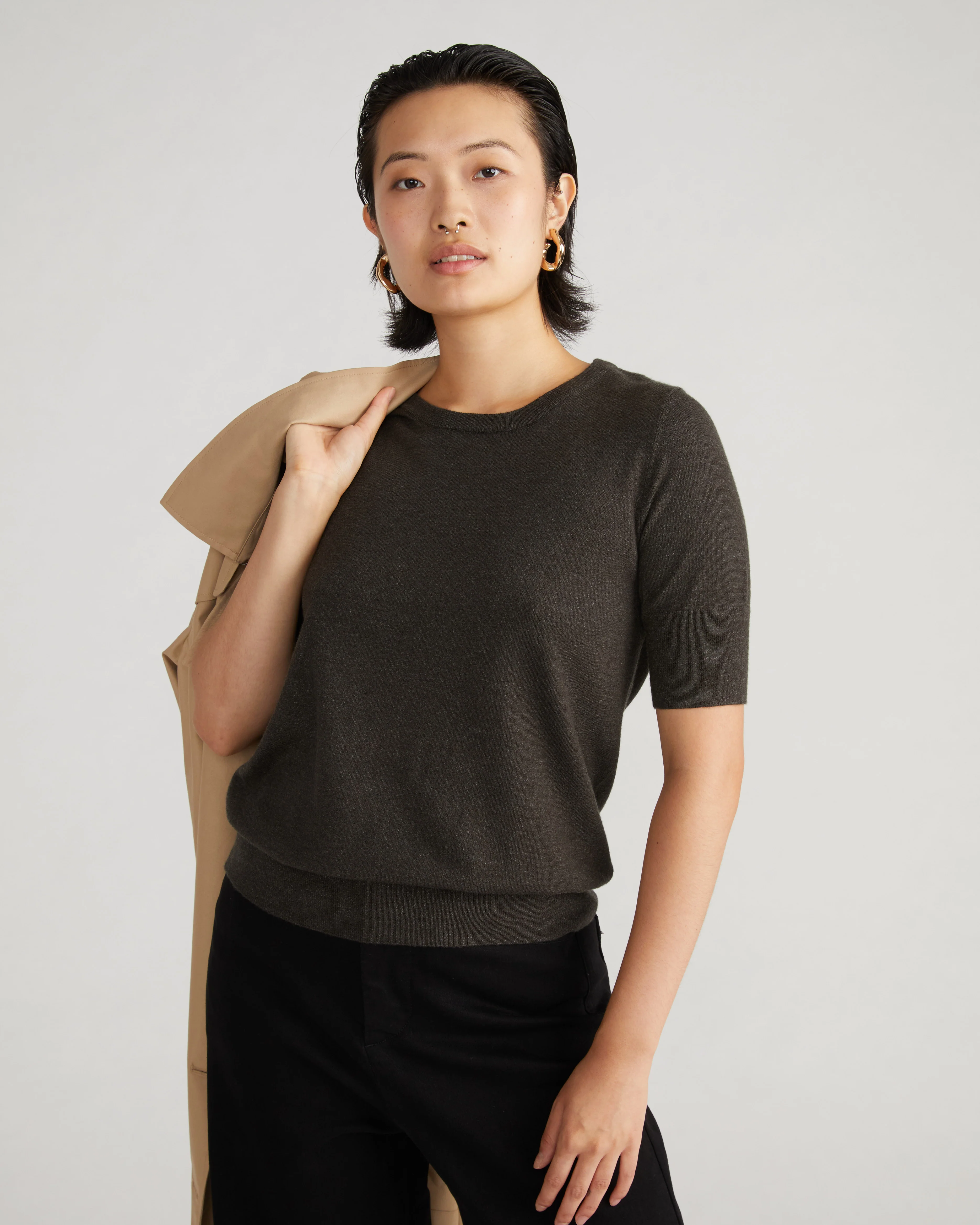 Savvy Fine Knit Sweater Top - Graphite - Image 4