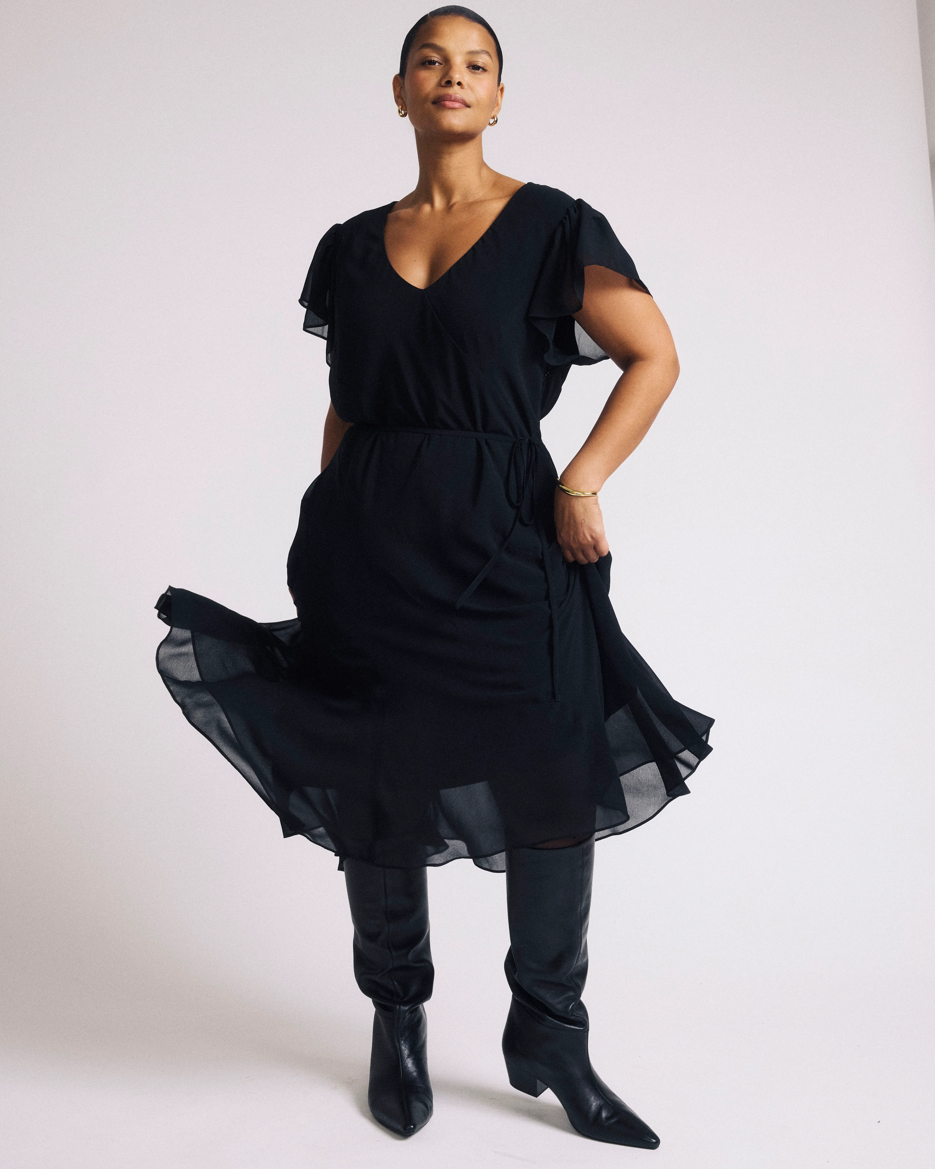 Seville Chiffon Dress - Black