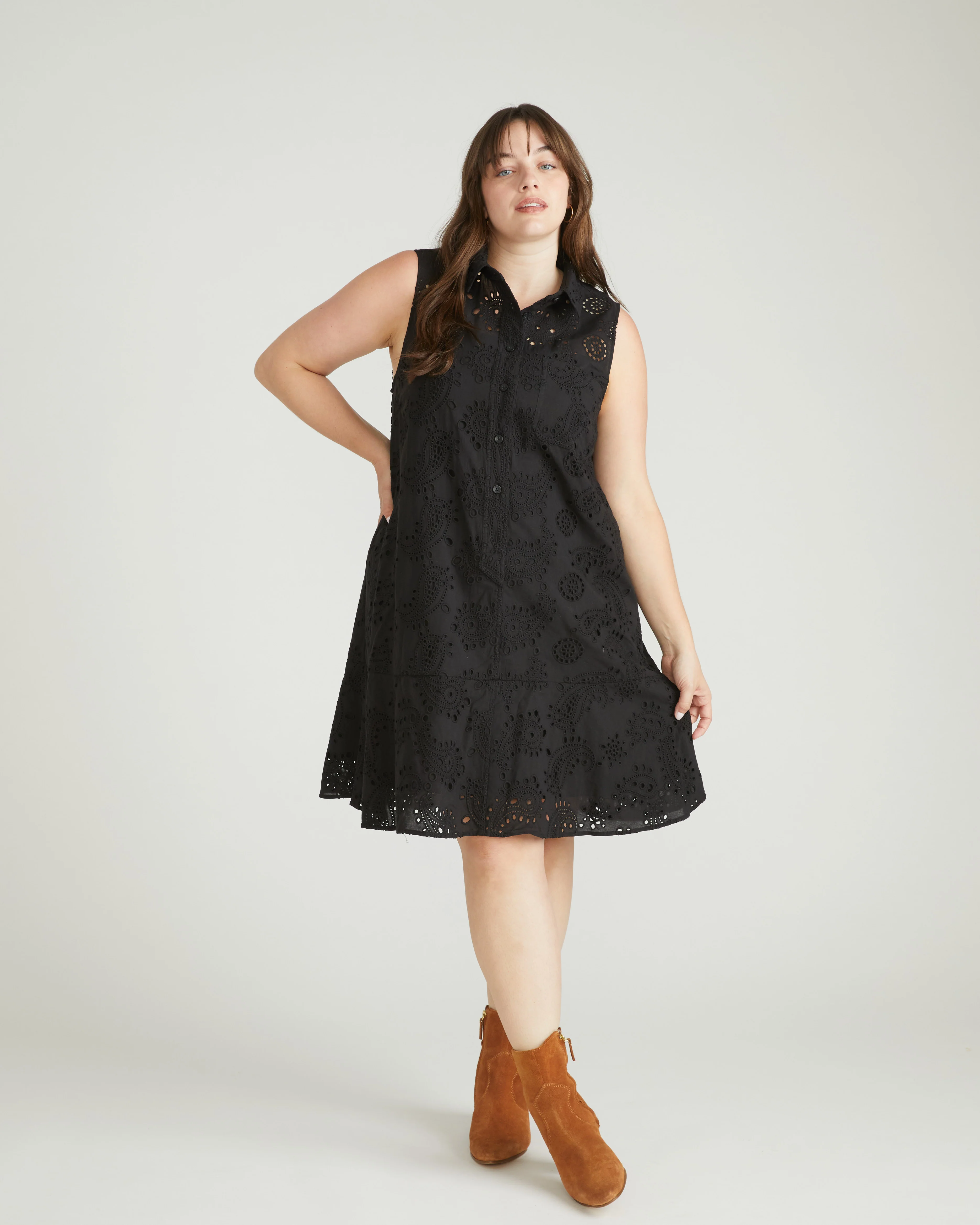 Simone Cotton Eyelet Dress - Black - Image 2
