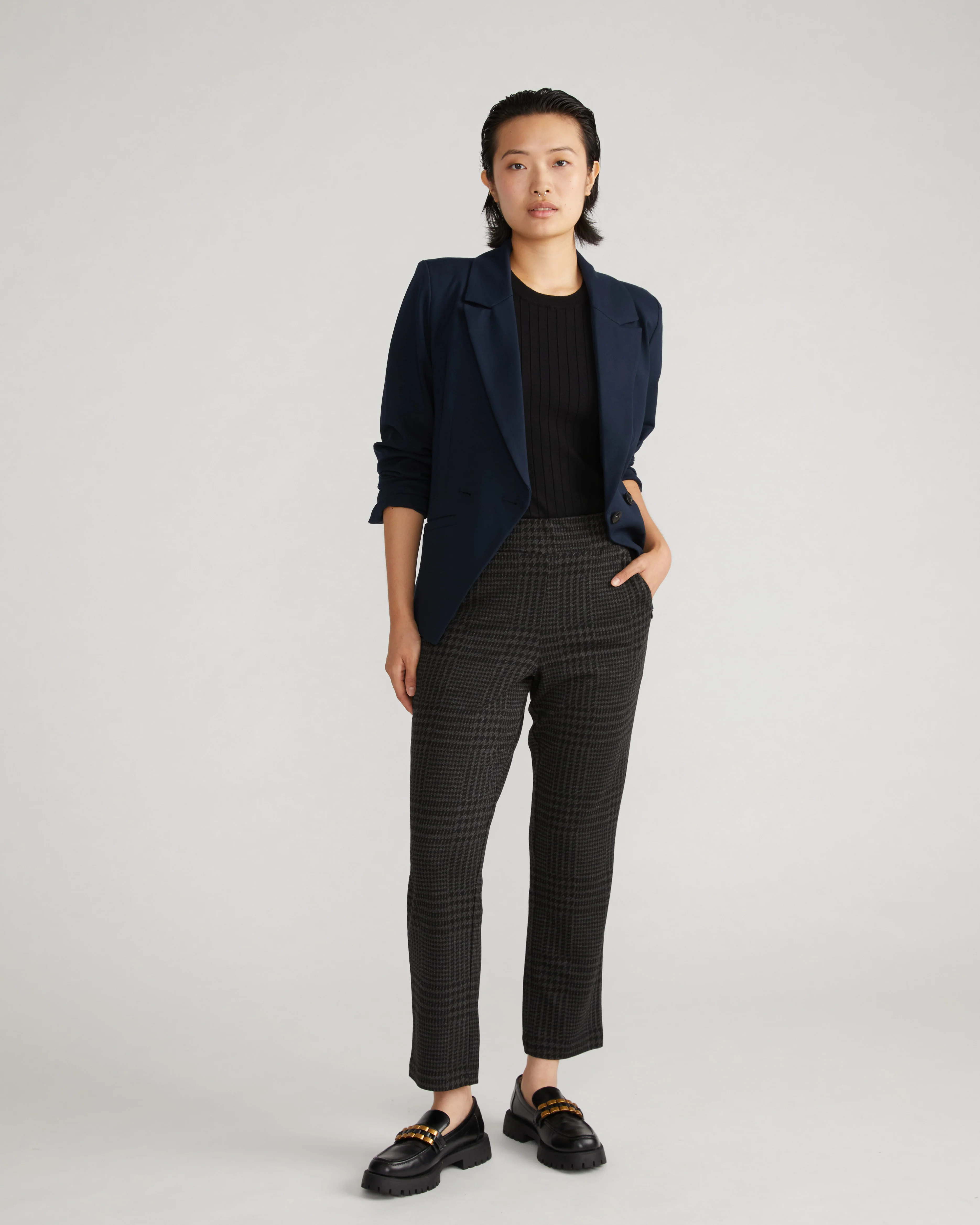 Smart Signature Ponte Pants - Storm Houndstooth - Image 3