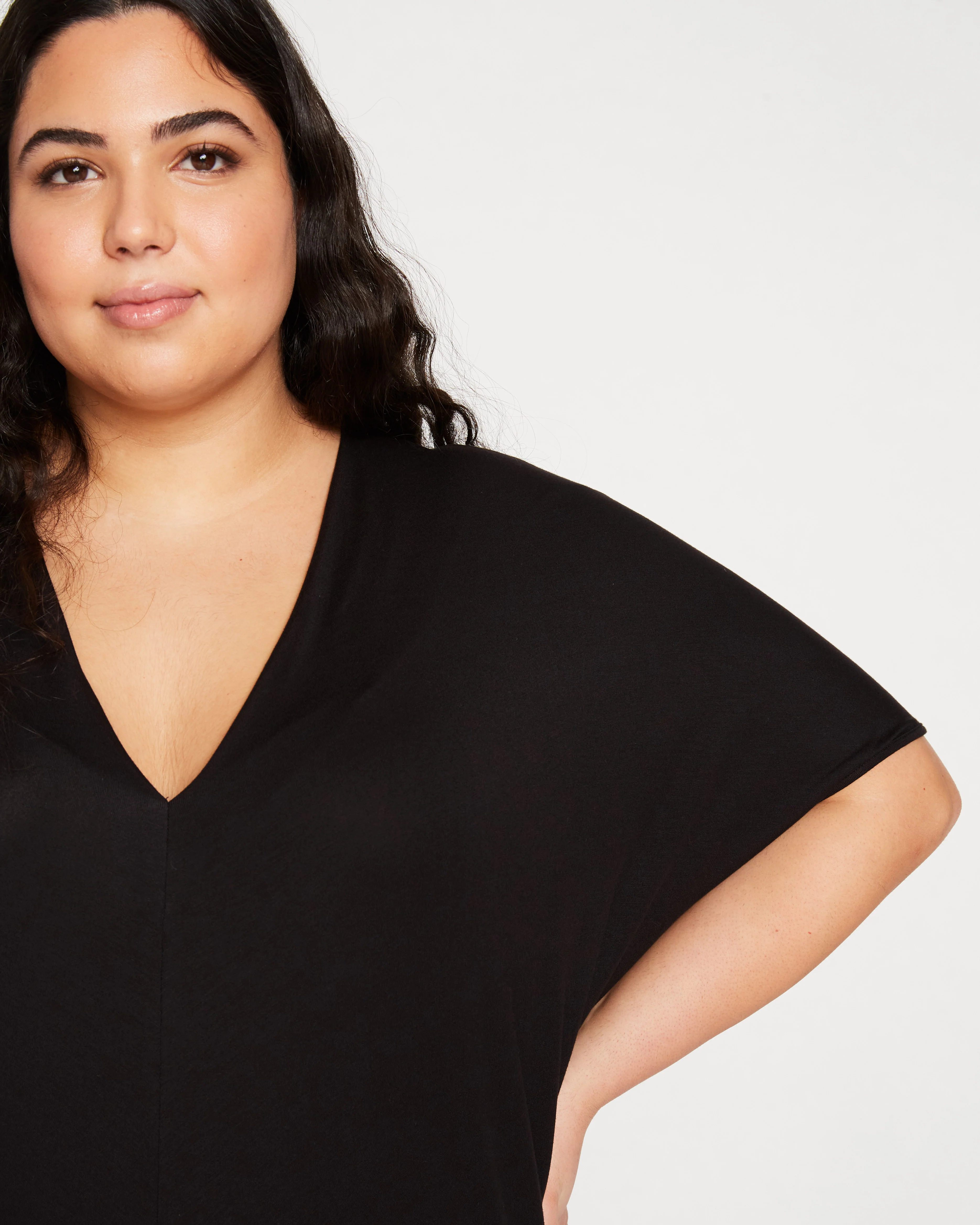 Teresa Liquid Jersey V-Neck Dress - Black - Image 3