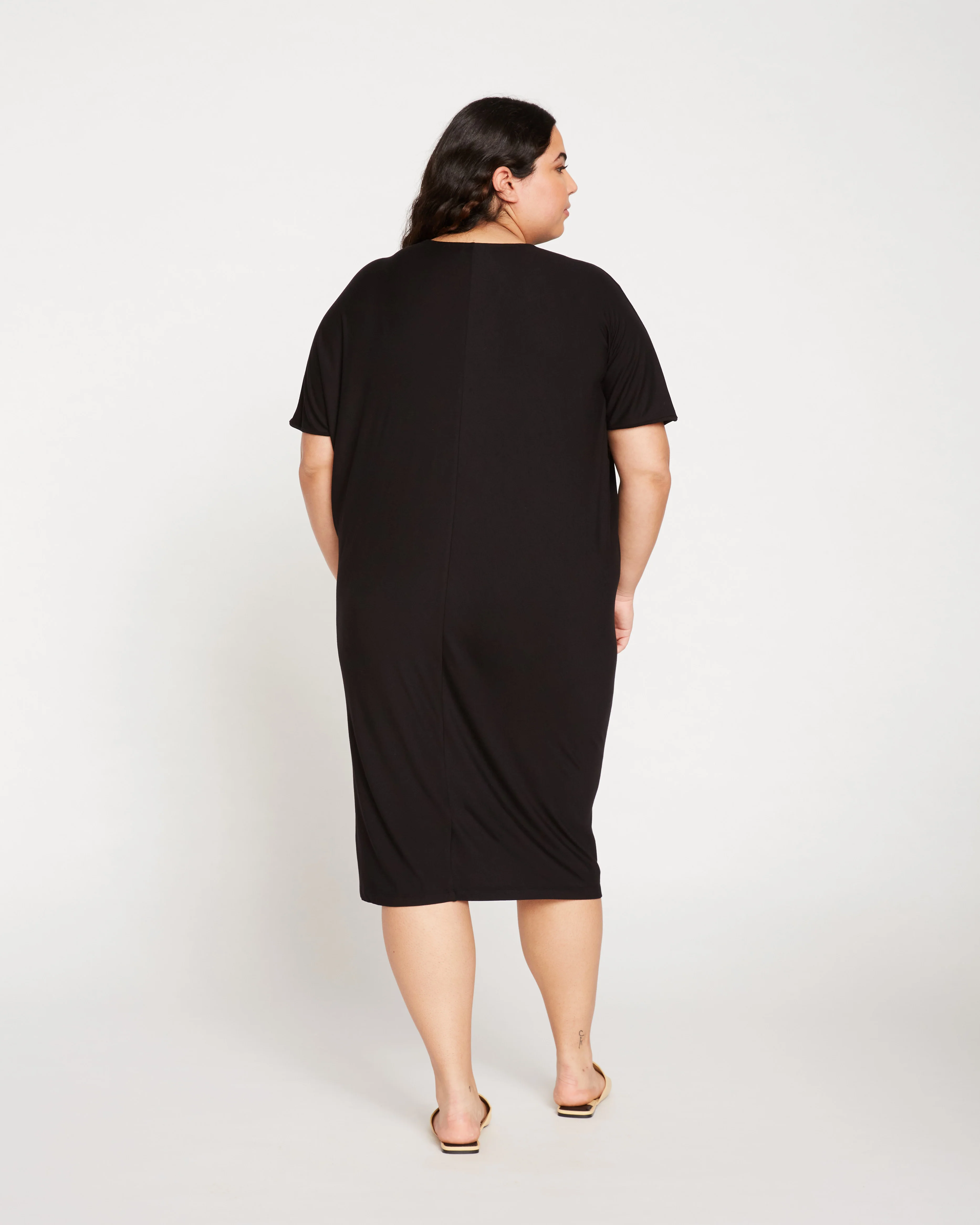 Teresa Liquid Jersey V-Neck Dress - Black - Image 4