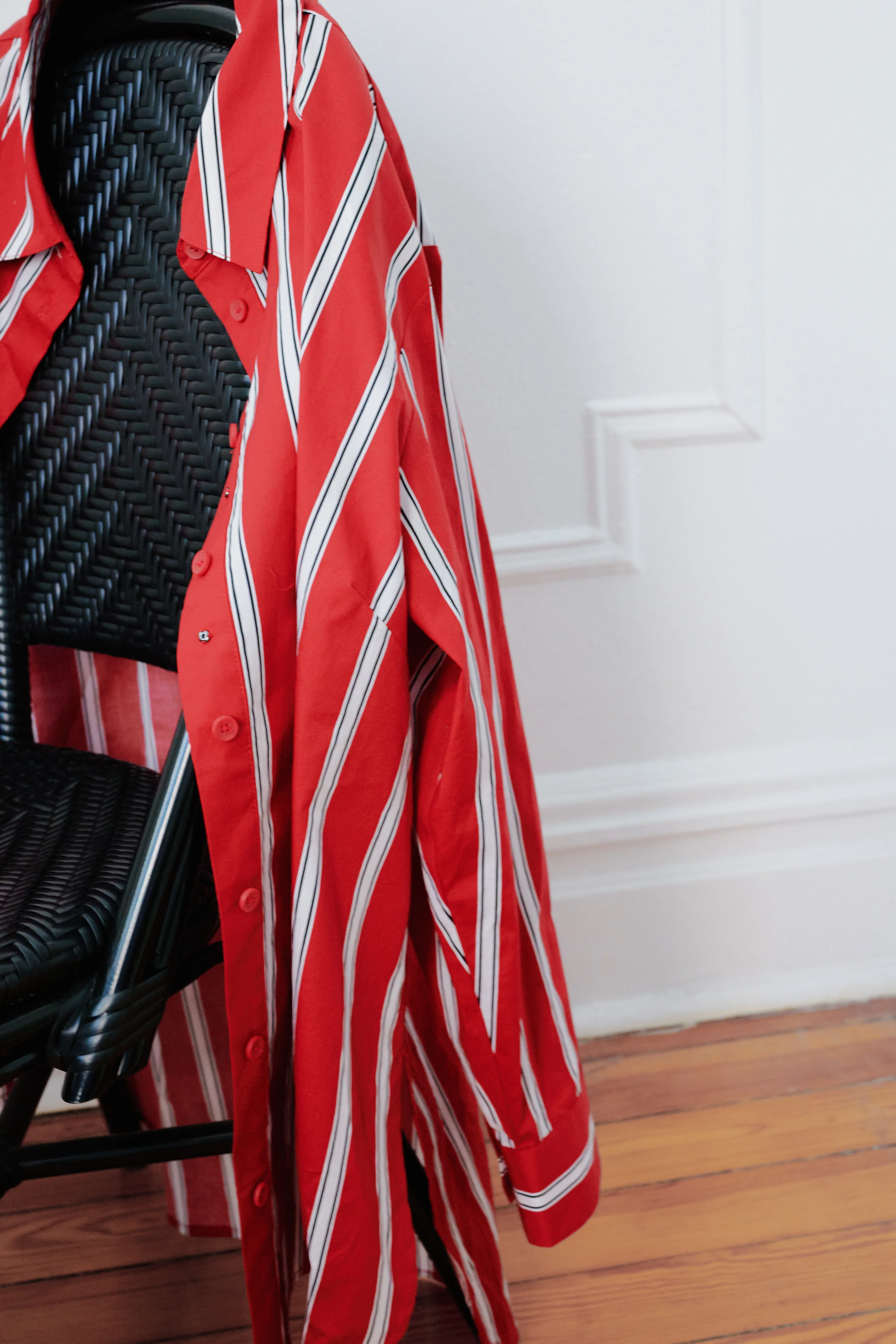 The Artist Poplin Shirt - Red/Black/White Stripe - Image 2