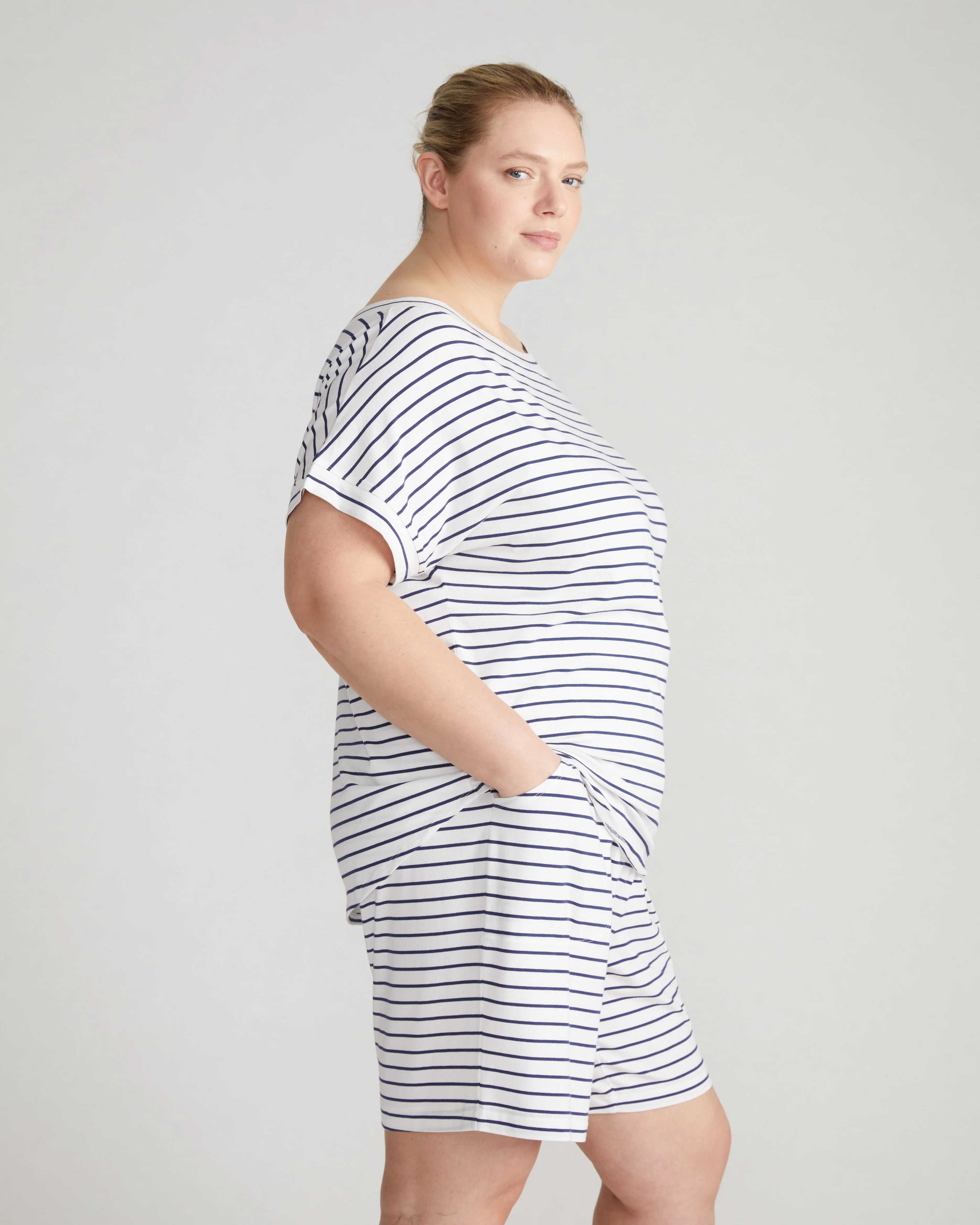 UltimateS Dolci Short Sleeve Top - White/Cenote Stripe - Image 3