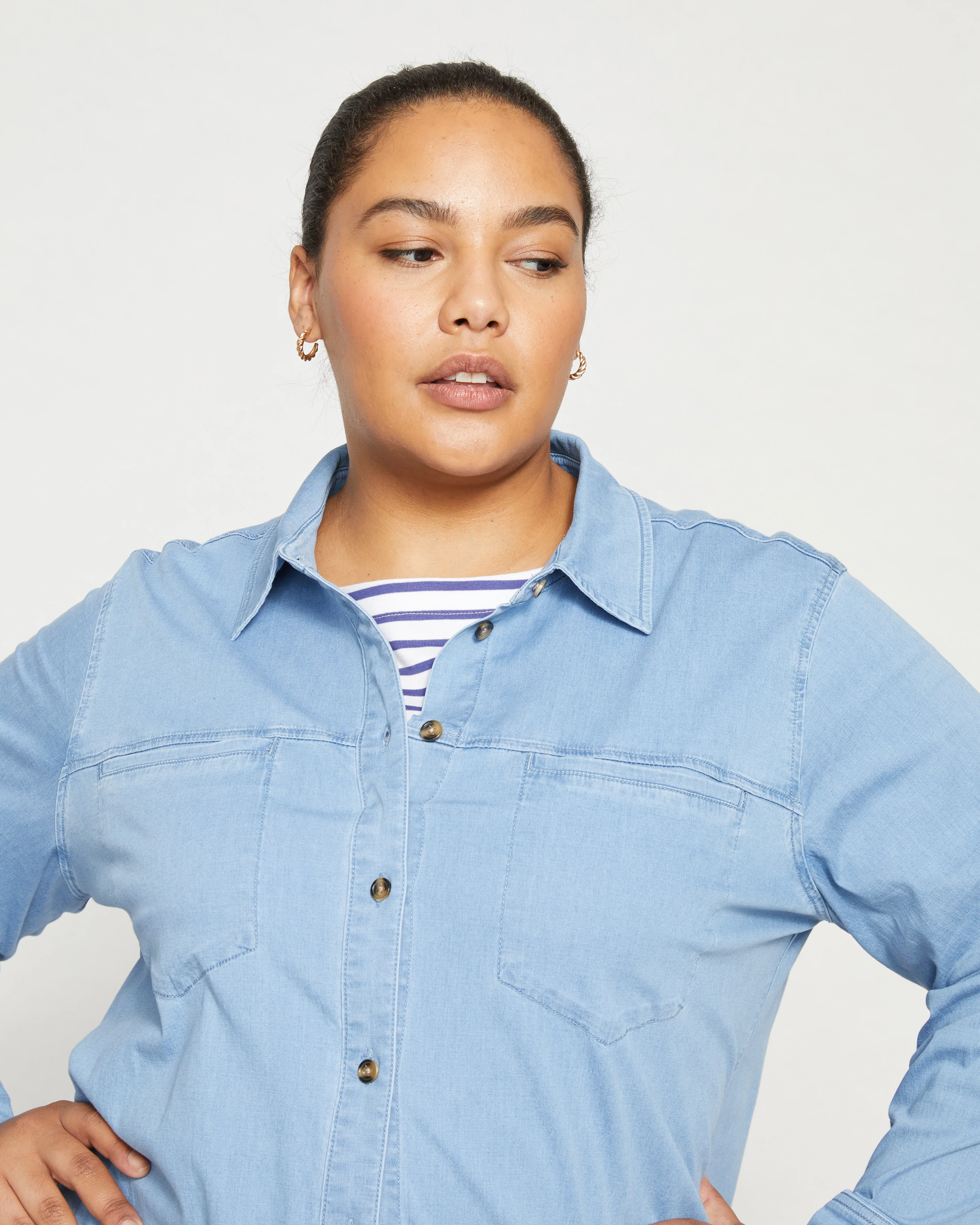 Workwear Denim Tunic - Chambray Blue - Image 2