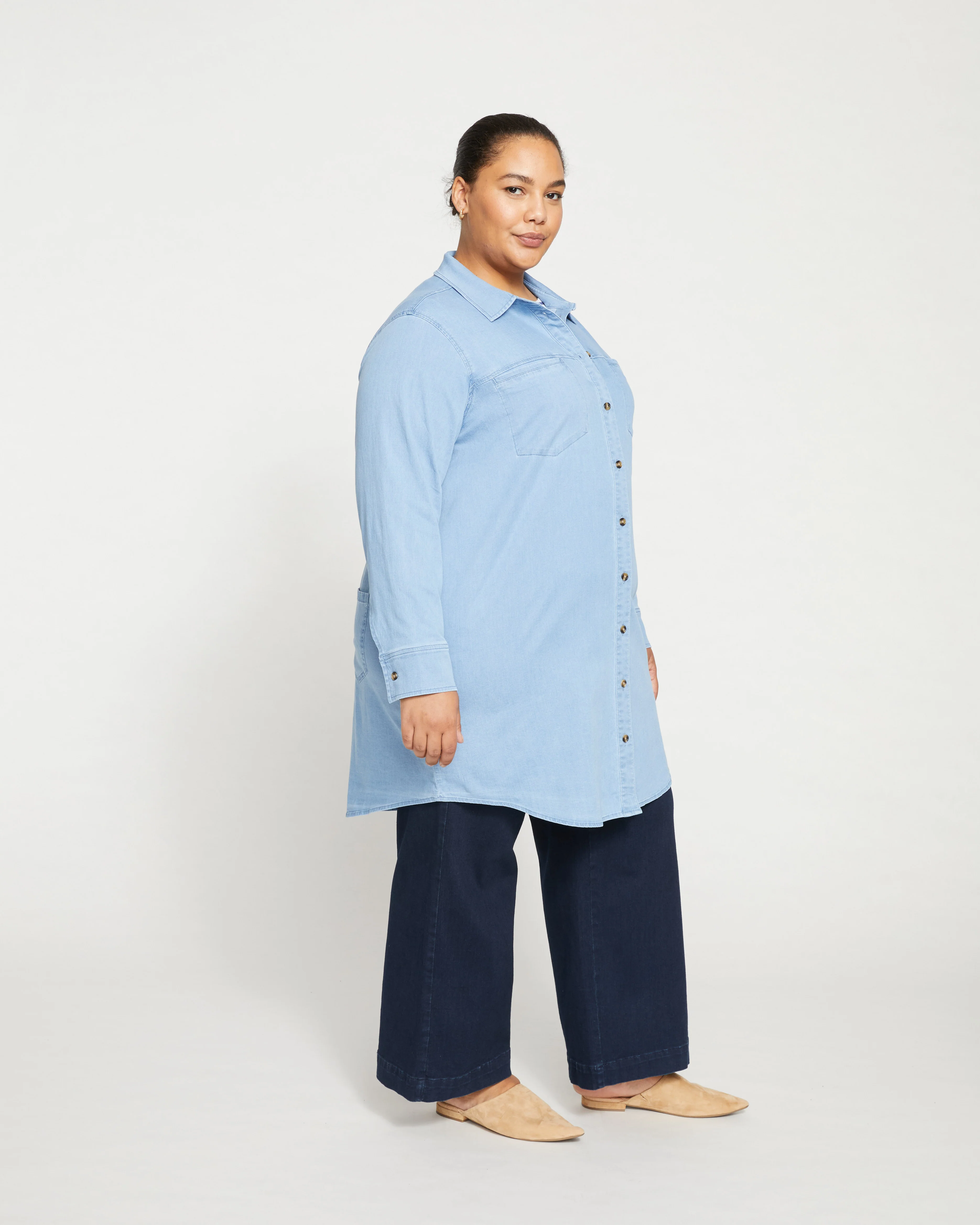 Workwear Denim Tunic - Chambray Blue - Image 3